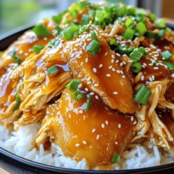- 4 boneless, skinless chicken thighs - 1/2 cup soy sauce (or tamari for gluten-free) - 1/4 cup honey - 2 tablespoons rice vinegar - 3 cloves garlic, minced - 1 tablespoon fresh ginger, grated - 1 tablespoon sesame oil - 2 tablespoons cornstarch - 1/4 cup water - 1 teaspoon sesame seeds - 2 green onions, chopped - Cooked rice (for serving) When I make Slow Cooker Teriyaki Chicken, I focus on fresh and simple ingredients. You want to start with high-quality chicken thighs. They stay juicy and tender. I use soy sauce or tamari for a gluten-free option. Honey adds a nice sweetness. Rice vinegar gives a slight tang. Next, I add garlic and ginger. They bring a bright flavor to the dish. Sesame oil adds a nutty touch. It’s a small amount, but it makes a big difference. To thicken the sauce later, I keep cornstarch and water handy. This will help make the sauce silky and rich. Finally, I love garnishing with sesame seeds and green onions. They add color and texture to the meal. Don't forget the rice! It soaks up all the tasty sauce. This dish feels special, yet it’s easy to make. To start, mix the following in a medium bowl: - 1/2 cup soy sauce - 1/4 cup honey - 2 tablespoons rice vinegar - 3 cloves garlic, minced - 1 tablespoon fresh ginger, grated - 1 tablespoon sesame oil Stir the sauce well until all the ingredients blend together. Next, place 4 boneless, skinless chicken thighs in your slow cooker. Pour the teriyaki sauce over the chicken. Make sure each piece is well coated. Cover the slow cooker and set it to low for 6-7 hours. If you're in a hurry, you can set it to high for 3-4 hours. Once the chicken is cooked, carefully take it out. Use two forks to shred the chicken into bite-sized pieces. In a small bowl, mix 2 tablespoons of cornstarch with 1/4 cup of water to make a slurry. Stir this mixture into the sauce left in the slow cooker. This will help thicken the sauce. Turn the slow cooker to high and let it cook for 10-15 minutes. After the sauce thickens, return the shredded chicken to the slow cooker. Stir well to coat the chicken in the thickened sauce. Serve the teriyaki chicken over warm rice. For a nice finish, sprinkle with 1 teaspoon of sesame seeds and 2 chopped green onions. Enjoy your delicious meal! - Use quality soy sauce or tamari. This choice makes a big difference. - Let the sauce marinate for deeper flavor. Just a few hours will help. - Different slow cookers may cook at varied speeds. Check your manual for best times. - Perfectly cooked chicken will be tender and easily shred with a fork. Look for an internal temp of 165°F. - Pair the teriyaki chicken with steamed broccoli or stir-fried bell peppers. These add color and nutrition. - Want more spice? Add red pepper flakes or sriracha to the sauce. Adjust to your taste. {{image_2}} If you need a gluten-free meal, swap the soy sauce with gluten-free alternatives like tamari. Tamari gives the same rich taste without gluten. You can also find coconut aminos, which work well too. Adjust the amount for the same flavor in your dish. Vegetables can make this dish even better. Try adding bell peppers for a sweet crunch. Broccoli adds a nice green touch and a healthy boost. You can toss in carrots or snap peas too. Add these veggies during the last hour of cooking for the best results. If you want a less sweet dish, modify the honey level. Start with half of the amount and taste as you cook. You can always add more if you like it sweeter. This way, you can balance the flavors to fit your taste. Enjoy the savory notes more with less honey! To store leftover teriyaki chicken, let it cool first. Place it in an airtight container. Make sure to cover it tightly. Store it in the fridge. It will stay fresh for about 3 to 4 days. Always check for any off smells before eating. To freeze teriyaki chicken, let it cool completely. Place it in a freezer-safe bag or container. Remove as much air as possible to avoid freezer burn. Label it with the date. When ready to eat, thaw it overnight in the fridge. Reheat in a pot or microwave until hot. When stored properly, teriyaki chicken lasts up to 4 days in the fridge. If you freeze it, it can stay good for about 3 months. After that, the flavor may fade. Always check for signs of spoilage before consuming. Yes, you can use chicken breasts. They are leaner than thighs. This change may affect cooking time. Cook them for 4-5 hours on low or 2-3 hours on high. The result will still be tasty. To add spice, consider using red pepper flakes or sriracha sauce. You can add one teaspoon of red pepper flakes to the sauce. For sriracha, start with one tablespoon. Adjust the amount based on your heat preference. Yes, you can cook teriyaki chicken on the stovetop. Start by heating a pan over medium heat. Add the chicken thighs and sear for 3-4 minutes per side. Pour the teriyaki sauce over the chicken. Cover and simmer for 20-30 minutes until cooked through. Serve this dish with steamed rice or quinoa. You can also add sautéed vegetables like broccoli or snap peas. These sides balance the flavors and add nutrients. You can even use lettuce wraps for a fresh twist. In this article, we explored a simple and tasty slow cooker teriyaki chicken. We covered essential ingredients, step-by-step cooking instructions, useful tips, and delicious variations. Plus, we shared storage advice and answered common questions. This dish is easy to make and perfect for busy days. Enjoy it with rice, veggies, or your favorite sides. By following these steps, you'll create a meal that delights everyone at the table. Now, grab your slow cooker and impress family and friends with this flavorful dish!