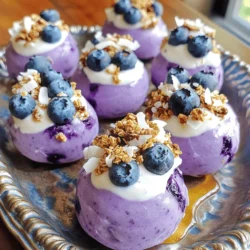 - 2 cups fresh blueberries - 1 ½ cups Greek yogurt (vanilla or plain) - 2 tablespoons honey or maple syrup - 1 teaspoon vanilla extract - A pinch of salt You will need fresh blueberries for their sweet and tart taste. Greek yogurt is key for creaminess. You can choose vanilla or plain yogurt based on your flavor preference. Honey or maple syrup adds natural sweetness. A touch of vanilla extract boosts the flavor. Don’t forget that pinch of salt to enhance all the tastes. - Granola - Crushed nuts - Coconut flakes Optional toppings can add fun texture. You might try granola for crunch. Crushed nuts bring a nutty flavor. Coconut flakes can add a tropical twist. These toppings make your bites even more exciting! 1. In a medium bowl, combine 1 ½ cups of Greek yogurt with 2 tablespoons of honey or maple syrup, 1 teaspoon of vanilla extract, and a pinch of salt. Mix these until smooth. This blend gives the yogurt a sweet and creamy flavor. 2. Next, gently fold in 2 cups of fresh blueberries. Make sure each berry gets a nice coat of the yogurt mix. This step adds a burst of freshness in every bite. 3. Line a baking sheet with parchment paper. This makes it easy to remove the bites later. 4. Using a small spoon or scoop, place dollops of the yogurt mixture on the parchment-lined surface. You can make them round or keep them as rustic blobs. If you want, you can sprinkle optional toppings like granola, crushed nuts, or coconut flakes on top before freezing. This adds fun textures and flavors. 5. Place the baking sheet in the freezer. Let the bites freeze for at least 2-3 hours, or until they are completely firm. This freezing time is key for a great texture. 6. After freezing, remove the bites from the parchment paper. Store them in an airtight container in the freezer. This keeps them fresh and ready for your next snack. To make sure the blueberries are well-coated, mix carefully. Start by blending the Greek yogurt with honey and vanilla. Once smooth, gently add the blueberries. Use a spatula to fold them in. This keeps the berries whole and juicy. For firm bites, freezing is key. After shaping your yogurt mixture on the parchment, freeze them for at least 2-3 hours. Check if they are solid before removing them. If they feel soft, give them extra freezing time. Enjoying a firm bite makes a big difference! Serving these bites can be fun! Place them on a colorful platter. Add a few fresh blueberries on top for color. Drizzle with honey for a sweet touch. You can also sprinkle extra toppings like granola or nuts for crunch. This makes the bites look and taste even better! {{image_2}} You can switch up the yogurt flavors in this recipe. Using berry yogurt adds a fruity twist. Coconut yogurt gives a tropical vibe. Both options work well with the blueberries. Try different flavors to find your favorite. Each option offers a unique taste, making the bites fun to enjoy. Want to add more flavor? Mix in other fruits like strawberries or raspberries. You can also toss in nuts like almonds or walnuts. They bring extra crunch and nutrition. Dried fruit or seeds can work too. Get creative with your choices for a tasty twist. If you're vegan, this recipe can still shine. Use plant-based yogurt made from almond or coconut. Replace honey with maple syrup for sweetness. These swaps keep the taste delicious and healthy. You can enjoy these bites no matter your diet. To keep your blueberry yogurt frozen bites fresh, use an airtight container. This type of container prevents air from getting in and helps keep the bites tasty. You can use a plastic container or a freezer bag. Just make sure to press out any extra air before sealing. These bites stay good in the freezer for up to three months. When you want to enjoy these bites, take them out of the freezer. The best way to thaw them is to let them sit at room temperature for about 10 minutes. This makes them soft enough to eat but still cold and refreshing. You can also speed up thawing by placing them in the fridge for 15 to 20 minutes. To keep your bites at their best, avoid freezer burn. Freezer burn happens when air touches food. To stop this, always store your bites in an airtight container. You can also wrap them tightly in plastic wrap before placing them in the container. This extra layer helps keep moisture in and air out. Blueberry Yogurt Frozen Bites are small, frozen snacks made with Greek yogurt and fresh blueberries. They are creamy, sweet, and a bit tangy. These bites are perfect for a healthy treat on hot days. You can enjoy them as a snack or dessert. They are fun and simple to make, using just a few ingredients. Yes, you can make these bites ahead of time. I often prepare them for the week. You can mix the yogurt and blueberries in just 15 minutes. Then, freeze them for at least 2-3 hours. After that, they are ready to eat. You can keep them in the freezer for quick snacks anytime. Blueberry Yogurt Frozen Bites can last in the freezer for up to 2 months. For the best taste, eat them within a month. Be sure to store them in an airtight container. This keeps them fresh and prevents freezer burn. You learned how to create tasty Blueberry Yogurt Frozen Bites. With fresh blueberries, Greek yogurt, and a few sweeteners, you can enjoy a healthy snack. Don't forget the optional toppings to add texture and flavor. These bites are simple, fun to make, and perfect for any time. You can also swap ingredients to suit your taste or needs. Store them right, and they will stay fresh. Enjoy making these delicious treats!