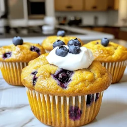 To make Greek yogurt blueberry protein muffins, you need a few key ingredients: - 1 cup Greek yogurt (plain, low-fat) - 1 large egg - 1/4 cup honey or maple syrup - 1 teaspoon vanilla extract - 1 cup whole wheat flour - 1/2 cup protein powder (vanilla flavored) - 1 teaspoon baking powder - 1/2 teaspoon baking soda - 1/4 teaspoon salt - 1 cup fresh blueberries (or frozen, thawed) These ingredients work together to create a moist and fluffy muffin that packs a protein punch. You can customize your muffins with some fun add-ins: - 1/4 cup chopped nuts (e.g., walnuts or almonds) - A sprinkle of cinnamon for warmth - A handful of chocolate chips for sweetness These options can make your muffins even more delicious and unique. If you have dietary needs, here are some smart swaps: - Use dairy-free yogurt for a vegan version. - Substitute the whole wheat flour with almond flour for a gluten-free option. - Swap honey for agave syrup if you prefer a plant-based sweetener. These substitutions ensure everyone can enjoy these tasty muffins! Start by preheating your oven to 350°F (175°C). This step is key for even baking. While the oven heats, grab your muffin tin. You can line it with paper liners or lightly grease it. This helps the muffins come out easily after baking. In a large mixing bowl, combine the Greek yogurt, egg, honey or maple syrup, and vanilla extract. Use a whisk to blend these ingredients until smooth. This mixture should be creamy and well combined. The yogurt adds moisture and protein to your muffins. In a separate bowl, mix the whole wheat flour, protein powder, baking powder, baking soda, and salt. Whisk these dry ingredients together. This step ensures each muffin has the right rise and flavor. Now, gradually add your dry mixture to the wet ingredients. Stir gently until just combined. Be careful not to overmix; a few lumps are okay. Overmixing can make the muffins tough. Next, fold in the fresh blueberries. If you like, you can also add chopped nuts. Gently mix them into the batter. This step adds flavor and texture. Be cautious not to break the berries while folding. Spoon the batter into your prepared muffin tin. Fill each cup about two-thirds full. Bake for 18 to 20 minutes. The muffins should turn golden brown. To check if they’re done, insert a toothpick in the center. If it comes out clean, they’re ready. Let the muffins cool in the tin for 5 minutes. After that, transfer them to a wire rack to cool completely. To get soft and fluffy muffins, use fresh ingredients. The Greek yogurt adds moisture and protein. It keeps the muffins tender. Be careful not to overmix your batter. Stir just until the dry and wet ingredients blend. This helps avoid tough muffins. If you like a lighter muffin, consider using a mix of whole wheat flour and all-purpose flour. Accurate measurements make a big difference in baking. Use a kitchen scale for precise amounts, especially for flour and protein powder. If you don’t have a scale, use the spoon and level method. Scoop flour into your measuring cup and level it off with a knife. Avoid packing it down, as this adds extra flour and can make muffins dry. Cooling your muffins properly enhances their taste and texture. Let them cool in the tin for about five minutes. Then, move them to a wire rack. This prevents sogginess. For a great presentation, serve muffins warm. Top each muffin with a dollop of Greek yogurt and a few fresh blueberries. This adds color and makes them look inviting. {{image_2}} If you want a dairy-free option, swap Greek yogurt with a plant-based yogurt. Look for coconut or almond yogurts. These can give a nice flavor and still keep the muffins moist. You can also use flax eggs. Mix 1 tablespoon of ground flaxseed with 2.5 tablespoons of water. Let it sit for a few minutes before adding it to your mix. This change keeps the texture light and fluffy. Spices can really change the taste of your muffins. Try adding a teaspoon of cinnamon or nutmeg. These spices give warmth and depth to the flavor. You can also add a pinch of ginger for a little zing. If you like it sweet, a dash of cardamom can add a nice twist too. Mix these spices into the dry ingredients for even flavor. To make these muffins gluten-free, use a gluten-free flour blend. Look for blends that contain rice flour or almond flour. You can also use oat flour if you want a different taste. Just be sure the oats are gluten-free. Add a bit of xanthan gum to help with texture. This gives the muffins a good rise and keeps them moist. To keep your Greek yogurt blueberry protein muffins fresh, store them in an airtight container. This helps prevent them from drying out. You can keep them at room temperature for up to three days. If you need them to last longer, the fridge is a good option. Just remember to let them cool completely before storing. If you want to save some muffins for later, freezing is a great choice. First, let the muffins cool down. Next, wrap each muffin tightly in plastic wrap. Then place them in a freezer-safe bag or container. Label the bag with the date. They can last up to three months in the freezer. To enjoy later, simply thaw them at room temperature or pop them in the microwave. To reheat your muffins, you have a few options. You can use the microwave for a quick snack. Heat one muffin for about 15-20 seconds. If you prefer a crispier texture, use the oven. Preheat it to 350°F (175°C) and heat the muffins for about 5-10 minutes. This will help restore their fresh-baked taste. Enjoy your muffins warm for the best flavor! These muffins stay fresh for about five days when stored in an airtight container. Keep them at room temperature. If you want them to last longer, you can freeze them. They freeze well for up to three months. Just thaw them overnight in the fridge when you want to eat one. Yes, you can use frozen blueberries! Just make sure to thaw and drain them first. This helps prevent too much moisture in your muffins. Add them gently to avoid breaking them apart. Your muffins will still taste great! A vanilla-flavored protein powder works best for these muffins. It adds a nice sweetness without overpowering the other flavors. You can use whey, pea, or any plant-based protein. Just make sure it is a protein powder you enjoy. You can reduce the sweetener if you prefer less sugar. Start by cutting it down by one tablespoon. Taste the batter before baking. If it’s not sweet enough, you can add a bit more honey or maple syrup. Adjust it to fit your taste! These Greek yogurt blueberry protein muffins combine tasty ingredients and simple steps. You can customize them with add-ins or find substitutes for dietary needs. Follow the tips for perfect texture and great storage. Whether you enjoy them fresh or frozen, these muffins are quick to make and healthy. Enjoy how easy they are to bake and the many ways to change them up. Get ready to savor your delicious, homemade muffins!
