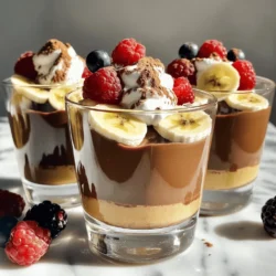 To make your high-protein chocolate protein pudding, gather these ingredients: - 2 tablespoons unsweetened cocoa powder - 2 scoops chocolate protein powder (whey or plant-based) - 1 cup unsweetened almond milk (or any milk of choice) - 1 tablespoon chia seeds - 1 tablespoon maple syrup (or honey) - 1/2 teaspoon vanilla extract - Pinch of sea salt - Optional toppings: fresh berries, sliced bananas, nuts, or whipped coconut cream Each ingredient brings its own health boost: - Cocoa powder has antioxidants. It can help reduce inflammation. - Chocolate protein powder supports muscle growth. It gives you energy after workouts. - Almond milk is low in calories. It is also rich in vitamins and minerals. - Chia seeds add fiber. They help keep you full longer. - Maple syrup offers natural sweetness. It has some minerals and antioxidants. - Vanilla extract adds flavor. It may help improve mood. - Sea salt enhances taste. It can help balance your electrolytes. When choosing protein powder, consider these types: - Whey protein is great for muscle recovery. It mixes well and tastes creamy. - Plant-based protein is good for vegans. Look for blends with pea, rice, or hemp protein. - Casein protein digests slowly. It’s perfect for overnight recovery. - Always check for added sugars. Choose options with minimal ingredients for best results. To make high-protein chocolate protein pudding, you need just a few steps. First, gather all your ingredients. This keeps the process smooth and fun. You will mix dry ingredients, then combine them with wet ones. Finally, chill the pudding to let it thicken. Start by taking a medium bowl. Add the unsweetened cocoa powder, chocolate protein powder, and chia seeds. Mix them well. It is important to break any lumps. A smooth mix leads to a creamy pudding. Make sure everything is combined before moving on. In another bowl or measuring cup, add your almond milk, maple syrup, vanilla extract, and a pinch of sea salt. Whisk these together until they blend nicely. Once mixed, slowly pour this wet mixture into your dry ingredients. Stir as you pour to avoid clumps. You want a smooth, rich texture. After mixing, cover the bowl and put it in the fridge for at least 30 minutes. This is key for the chia seeds to expand and thicken the pudding. When you’re ready to serve, give it a good stir. If it seems too thick, add a splash more almond milk. For serving, use individual cups or bowls. Top with fresh berries, sliced bananas, nuts, or whipped coconut cream for extra flavor. Enjoy your tasty treat! To get that creamy, smooth texture, mix dry ingredients well. Make sure there are no lumps. When you add the wet mix, pour it slowly while stirring. This helps blend everything perfectly. After chilling, if the pudding is too thick, add a little more almond milk. Stir until you reach the right consistency. If you want to change the sweetness, use more or less maple syrup. You can also try honey if you prefer. Taste the pudding before serving. Adjust the sweetness to fit your taste. Remember, toppings can add extra sweetness too. Fresh berries or sliced bananas can enhance flavor without adding too much sugar. Serve the pudding in clear glasses for a pretty look. This shows off the rich chocolate color. Top each cup with a sprinkle of cocoa powder. Add some fresh berries or nuts for color. You can also use whipped coconut cream for a fun twist. A beautiful presentation makes it more appealing and tasty! {{image_2}} You can make this pudding even more fun! Try adding a pinch of cinnamon or a dash of espresso powder to boost the chocolate flavor. A spoonful of peanut butter gives a nutty twist that blends well. You could also mix in a swirl of your favorite fruit puree, like raspberry or mango, for a fruity kick. This adds flavor and a pop of color, making it look even more inviting. If you want to cut sugar, there are great options! Stevia or monk fruit sweetener can replace maple syrup or honey. These sweeteners are low in calories and still taste sweet. You can also use agave syrup if you prefer a liquid sweetener. Just adjust the amount to taste, as these sweeteners are often much sweeter than sugar. To make this pudding dairy-free, use almond milk or coconut milk. Both options work well and keep it creamy. For a vegan version, ensure your protein powder is plant-based. There are many tasty options available now. This way, you can enjoy rich chocolate flavor without any animal products. Top it with coconut cream for a dairy-free whipped topping that is delightful and light! To keep your high-protein chocolate pudding fresh, store it in an airtight container. This will help keep the flavors intact. Make sure to refrigerate the pudding right after serving. It can last longer if you cover it well. The pudding stays good for about three to four days in the fridge. If you notice any changes in smell or texture, it’s best to throw it away. Always check the date on your ingredients too. Using fresh items ensures you get the best taste. If your pudding thickens too much in the fridge, don’t worry! Simply add a splash of almond milk and stir until smooth. If you want to warm it, do so gently in the microwave. Heat in short bursts, stirring in between. Enjoy it warm or cold, based on your mood! The best protein powder for pudding is chocolate-flavored. I recommend using either whey protein or a plant-based one. Both types mix well and give great taste. Look for a powder with low sugar and no fillers. This way, you keep your pudding healthy and tasty. Yes, you can make this pudding ahead of time. It tastes great after chilling for a few hours or overnight. Just cover it tightly in the fridge. This helps the flavors blend. You’ll have a quick, healthy dessert ready whenever you want. To make it even healthier, you can swap the maple syrup for a lower-calorie sweetener. You can also add more chia seeds for extra fiber and omega-3s. Using unsweetened almond milk keeps it light. Fresh fruits, like berries or bananas, add vitamins and flavor too. If you don’t have chia seeds, you can use ground flaxseeds. They also thicken the pudding and add healthy fats. Another option is to use silken tofu, which makes the pudding creamy. Just blend it well with the other ingredients for the best texture. This blog post covered how to make a healthy and tasty pudding using protein powder. We explored key ingredients, their benefits, and the best types to use. You learned step-by-step instructions, tips for the best texture, and variations for flavor. Storing your pudding properly ensures it stays fresh. With this guide, you can create delicious puddings that fit your needs easily. Enjoy your new tasty treat!
