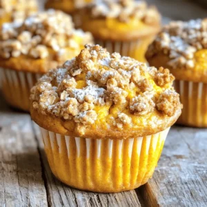 To make these tasty muffins, you need a few key ingredients. Here’s what you will need: - 1 cup canned pumpkin puree - 1/2 cup vegetable oil - 1 cup brown sugar - 2 large eggs - 1 teaspoon vanilla extract - 1 1/2 cups all-purpose flour - 1 teaspoon baking soda - 1/2 teaspoon baking powder - 1 teaspoon ground cinnamon - 1/2 teaspoon ground nutmeg - 1/4 teaspoon ground ginger - 1/2 teaspoon salt These ingredients blend together to create a moist and flavorful muffin filled with warm spices. While the base recipe is delicious on its own, you can customize your muffins. Consider adding: - 1/2 cup chopped walnuts - 1/2 cup chopped pecans - 1/2 cup chocolate chips Nuts add crunch, while chocolate chips give a sweet surprise. Choose what you like best! The streusel topping makes these muffins special. It adds a sweet and crunchy layer on top. For the streusel, gather: - 1/2 cup all-purpose flour - 1/4 cup brown sugar - 1/4 cup rolled oats - 1/2 teaspoon ground cinnamon - 4 tablespoons cold unsalted butter, cubed Mix these ingredients to create a crumbly topping that contrasts nicely with the soft muffin. Start by preheating your oven to 350°F (175°C). This helps the muffins bake evenly. Next, line your muffin tin with paper liners. You can also lightly grease each cup with oil. This makes it easy to remove the muffins later. In a large bowl, add 1 cup of canned pumpkin puree, 1/2 cup of vegetable oil, and 1 cup of brown sugar. Crack in 2 large eggs and add 1 teaspoon of vanilla extract. Mix these well until you have a smooth blend. This mixture gives the muffins their moistness and rich flavor. In a separate bowl, whisk together 1 1/2 cups of all-purpose flour, 1 teaspoon of baking soda, and 1/2 teaspoon of baking powder. Then, add 1 teaspoon of ground cinnamon, 1/2 teaspoon of ground nutmeg, 1/4 teaspoon of ground ginger, and 1/2 teaspoon of salt. This combination brings warmth and spice to the muffins. For the streusel topping, mix 1/2 cup of all-purpose flour, 1/4 cup of brown sugar, 1/4 cup of rolled oats, and 1/2 teaspoon of ground cinnamon in a small bowl. Cut in 4 tablespoons of cold unsalted butter, cubed. Use your fingers or a pastry cutter to blend. You want a crumbly texture that will add crunch. Now, pour the muffin batter into your prepared muffin tin, filling each cup about two-thirds full. Generously sprinkle the streusel topping over each muffin. Bake them in the oven for 18-20 minutes. To check if they are done, insert a toothpick into the center. If it comes out clean, your muffins are ready. Let them cool in the tin for 5 minutes, then move them to a wire rack. Enjoy your warm, spiced muffins! To make the best pumpkin streusel muffins, follow these tips: - Use fresh ingredients: Check that your baking powder and baking soda are fresh. Old leavening agents can lead to dense muffins. - Measure correctly: Use the scoop and level method for flour. This ensures you don’t add too much, which can make muffins dry. - Mix gently: When combining wet and dry ingredients, mix until just combined. Overmixing leads to tough muffins. - Oven temperature: Make sure your oven is fully preheated to 350°F. This helps muffins rise evenly and bake properly. Here are some mistakes to steer clear of: - Skipping the streusel: The streusel adds a crunchy finish. Don’t skip it! - Not cooling properly: Allow muffins to cool in the tin for 5 minutes before moving them. This helps them hold their shape. - Ignoring the toothpick test: Always check for doneness with a toothpick. If it comes out clean, your muffins are ready! - Using cold ingredients: Room temperature eggs and oil mix better. Cold ingredients can lead to uneven batter. For a perfect streusel, follow these steps: - Use cold butter: Start with cold, cubed butter. This creates a crumbly texture. - Blend lightly: Use your fingers or a pastry cutter to mix. Aim for coarse crumbs, not a paste. - Add oats: Rolled oats provide great texture and flavor. They add a nice crunch. - Don’t skip chilling: If it’s warm in your kitchen, chill the streusel briefly in the fridge before using. This helps it hold its shape when baked. {{image_2}} You can easily change the taste of your muffins. Adding cranberries gives a tart burst. Chopped apples add a sweet crunch. Use one cup of either fruit. Mix it into the batter before baking. This way, your muffins stay moist and flavorful. The fresh fruit makes them even better for fall. If you need gluten-free muffins, swap the all-purpose flour. Use a gluten-free flour blend instead. Make sure it has a good mix of starches and proteins. This will help your muffins rise well. You may also need to add a bit of xanthan gum. This helps give the muffins the right texture. You can make these muffins vegan too! Replace the eggs with flaxseed meal. Mix one tablespoon of flaxseed with three tablespoons of water. Let it sit for a few minutes to thicken. For oil, use applesauce or a plant-based butter. Both will keep your muffins moist and tasty. These choices make your muffins suitable for everyone. After making these tasty muffins, you may have some left. It’s best to store them in an airtight container. This keeps them fresh and moist. You can leave them at room temperature for up to three days. If you want them to last longer, consider the next step. Freezing is a great way to keep muffins for a long time. Once they cool completely, wrap each muffin in plastic wrap. Then, place them in a freezer bag or container. Label the bag with the date. These muffins can last up to three months in the freezer. When you're ready to eat, just thaw them at room temperature. To enjoy your muffins warm, reheating is simple. Preheat your oven to 350°F (175°C). Place the muffins on a baking sheet. Heat them for about 5 to 10 minutes. You can also use a microwave. Heat each muffin for about 15 to 20 seconds. Enjoy that fresh-baked taste again! To check if your muffins are done, insert a toothpick in the center. If it comes out clean, your muffins are ready. You can also look for a golden-brown color on top. The tops should spring back when lightly pressed. Trust your senses; the smell will also fill your kitchen with warmth. Yes, you can use fresh pumpkin. Start by roasting a small pumpkin until soft. Then, scoop out the flesh and mash it until smooth. Fresh pumpkin adds a rich flavor, though it may have more moisture than canned. Adjust your wet ingredients if needed to keep the batter balanced. If you want to swap out vegetable oil, consider using melted coconut oil or unsweetened applesauce. Both options keep your muffins moist. Applesauce will add a hint of sweetness and reduce fat content. Just remember, different oils may slightly change the taste. These muffins last about 2 to 3 days at room temperature. Store them in an airtight container to keep them fresh. If you want them to last longer, consider freezing them. They freeze well and can be enjoyed later. Just thaw them overnight before serving. You learned about making pumpkin streusel muffins from start to finish. We covered key ingredients, step-by-step baking, and useful tips. You also explored tasty variations and storage methods. The secret to great muffins lies in careful mixing and the perfect streusel. With practice, you'll bake muffins everyone loves. Try these ideas and enjoy each bite. Happy baking!