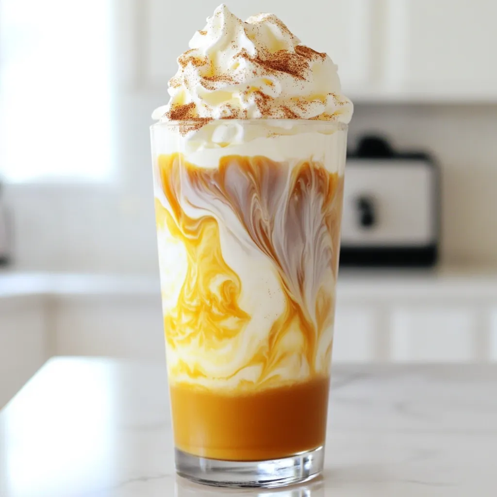 Let's dive into the tasty parts that make up a Pumpkin Cream Cold Brew. Each ingredient adds its own special touch, creating a drink you will love. - 1 cup cold brew coffee - 1/2 cup milk of choice (dairy, almond, or oat) - 1/4 cup pumpkin puree - 2 tablespoons maple syrup - 1 teaspoon vanilla extract - 1/2 teaspoon pumpkin spice - Whipped cream (for topping) - Cinnamon (for garnish) First, you need cold brew coffee. It gives the drink a smooth, rich taste. Next, choose your milk. Dairy, almond, or oat all work well. Pumpkin puree adds that famous fall flavor. Use pure pumpkin, not pie filling. Maple syrup sweetens the drink. You can adjust it to your liking. Next, vanilla extract gives a warm, sweet note. Pumpkin spice adds even more fall flavor. It usually has cinnamon, nutmeg, and ginger. Whipped cream tops the drink and makes it feel special. Finally, cinnamon for garnish makes it look pretty and adds a hint of spice. Gather these ingredients, and you are ready to create a delicious fall treat. The mix of flavors will surely delight your taste buds. - Whisk together pumpkin mixture In a medium bowl, mix 1/4 cup pumpkin puree, 2 tablespoons maple syrup, 1 teaspoon vanilla extract, and 1/2 teaspoon pumpkin spice. Whisk until smooth. - Froth milk of choice In another bowl, froth 1/2 cup of your favorite milk. You can use a frother or a whisk. Aim for a light and airy texture. - Combine cold brew with pumpkin mixture Pour 1 cup of cold brew coffee into a tall glass. Fill it halfway. Add the pumpkin mixture to the cold brew. Stir gently to blend the flavors. - Layer frothed milk on top Slowly pour the frothed milk over the pumpkin cold brew. This creates a lovely layered look. - Add whipped cream and garnish Top your drink with whipped cream. Sprinkle some cinnamon on top for a warm touch. Enjoy your refreshing drink! - Adjust sweetness with maple syrup You can change the sweetness to fit your taste. Start with two tablespoons of maple syrup. Taste, then add more if you want it sweeter. Maple syrup gives a rich flavor too. - Choosing the best milk alternatives Pick a milk that you enjoy. Dairy milk, almond milk, or oat milk all work well. Almond milk is light, while oat milk adds creaminess. Try different options to find your favorite mix. - Techniques for frothing milk Frothing milk makes your drink extra special. Use a milk frother for the best bubbles. If you don’t have one, whisk the milk in a bowl until it gets light and airy. This adds a fun texture to your drink! {{image_2}} You can easily change this drink to fit your taste. Here are some fun options: - Different milk options: You can use almond milk, oat milk, or regular dairy milk. Each option gives a unique flavor. If you want nut-free or lactose-free, choose oat or lactose-free milk. - Using homemade pumpkin spice: Instead of store-bought, make your own pumpkin spice. Mix cinnamon, nutmeg, ginger, and allspice. This mix can add a fresh taste that feels like fall. - Adding chocolate or caramel flavors: Want to treat yourself? Drizzle some chocolate or caramel sauce in your drink. It adds sweetness and richness. Just remember, a little goes a long way! Feel free to experiment. Each variation can make your Pumpkin Cream Cold Brew a new favorite! - Keeping leftover pumpkin puree: Store unused pumpkin puree in an airtight container. It lasts in the fridge for up to a week. For longer storage, freeze it in small portions. This way, you can use it later for pies or smoothies. - Storing prepared cold brew: If you have leftover cold brew coffee, keep it in the fridge. Use a sealed container to keep it fresh. It tastes best within a week. After that, the flavor may change. - Best practices for milk storage: Store milk in the coldest part of your fridge. Always close the container tightly after opening. Use it within a week or two for the best taste. If it smells off, it's time to toss it. How long does the cold brew last? Cold brew coffee stays fresh for up to two weeks in the fridge. Store it in an airtight container. This keeps the flavor strong. Can I make this drink dairy-free? Yes, you can! Use almond milk, oat milk, or any other dairy-free milk. These alternatives still froth well and taste great. What are the best alternatives to pumpkin puree? If you need alternatives, try butternut squash puree or sweet potato puree. Both add a similar sweet taste and texture. Is this drink seasonal or available year-round? This drink is mostly seasonal, popular in fall. However, you can enjoy it any time of year! Just grab some pumpkin puree from the store. You can now create your own tasty pumpkin cream cold brew at home. With simple steps, you can whip up this drink using cold brew, pumpkin puree, and spices. Customize it to suit your taste and enjoy it year-round. Store any extras properly to keep everything fresh. This drink offers a blend of flavors that many love. Explore different ingredients and enjoy each cup you make.
