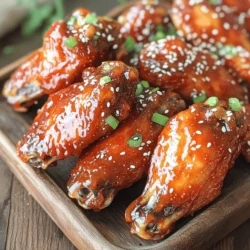 - 2 lbs chicken wings - 1/4 cup soy sauce - 2 tablespoons gochujang (Korean chili paste) - 2 tablespoons honey - 1 tablespoon sesame oil - 1 tablespoon rice vinegar - 3 cloves garlic, minced - 1 teaspoon ginger, grated The main ingredients for Air Fryer Korean BBQ Chicken Wings are simple yet packed with flavor. The chicken wings serve as the base, and they soak up the tasty marinade. The soy sauce gives a salty kick. Gochujang adds heat and depth. Honey balances the spice and adds sweetness. Sesame oil brings a nutty richness. Rice vinegar adds a hint of tang. Minced garlic and grated ginger enhance the overall taste, making each bite memorable. - 1 tablespoon sesame seeds - 2 green onions, chopped Garnishes can elevate your wings. Sesame seeds add a nice crunch. Green onions bring a fresh, vibrant touch. They also make your dish look beautiful. Adding these garnishes will impress your friends and family. First, you need to mix the marinade. In a large bowl, combine these ingredients: - 1/4 cup soy sauce - 2 tablespoons gochujang (Korean chili paste) - 2 tablespoons honey - 1 tablespoon sesame oil - 1 tablespoon rice vinegar - 3 cloves garlic, minced - 1 teaspoon ginger, grated Stir the mixture well. You want a smooth texture with no lumps. This blend gives the wings their yummy flavor. Next, add the chicken wings to the marinade. Make sure each wing is well coated. I like to use my hands for this part. It helps the sauce stick better. Once coated, cover the bowl with plastic wrap. Let the wings marinate in the fridge for at least one hour. For the best taste, let them sit overnight. Now, it’s time to cook! Preheat your air fryer to 400°F (200°C). This usually takes about five minutes. After preheating, remove the wings from the marinade. Let any extra marinade drip off. Place the wings in a single layer in the air fryer basket. Avoid overcrowding, as this can make the wings soggy. You may need to cook in batches. Cook the wings for 20 to 25 minutes. Flip them halfway through for even cooking. To check for doneness, make sure the internal temperature reaches 165°F (74°C). For extra flavor, you can toss the cooked wings in the remaining marinade. Air fry them for an additional 2-3 minutes. After cooking, let them rest for a couple of minutes. Garnish with sesame seeds and chopped green onions before you serve. Enjoy your delicious Air Fryer Korean BBQ Chicken Wings! To get those wings extra crispy, cook them in batches. This gives each wing enough space to crisp up. If you overcrowd the air fryer, the wings will steam instead. No one wants soggy wings! You can change the flavor of your marinade. Try adding more gochujang for a spicier kick. Or, mix in some orange juice for a sweet twist. Adjust the spice levels to match your taste. Always taste the marinade before adding the wings. Pair your wings with fresh veggies like carrots and celery. Serve them with a cool dipping sauce, like ranch or blue cheese. For presentation, stack the wings on a platter and sprinkle with sesame seeds and green onions. This will make your dish look amazing! {{image_2}} You can change the taste of your Air Fryer Korean BBQ Chicken Wings. Try different sauces or marinades to make your wings unique. For a sweet twist, use teriyaki sauce instead of soy sauce. If you like a spicy kick, add more gochujang or even some sriracha. You can also try a honey mustard mix for a tangy flavor. Using different proteins can also change the game. While chicken wings are great, you can use chicken thighs for more juiciness. If you want to go plant-based, try tofu or cauliflower. Both options absorb flavors well and offer a tasty alternative. How do air frying and oven baking stack up? Air frying cooks the wings faster and makes them crispier. The hot air circulates evenly around the wings, giving them that perfect crunch. On the other hand, oven baking can take longer but can handle larger batches at once. If you need to feed a crowd, the oven is a solid choice. Grilling the wings is another option you can explore. This method adds a smoky flavor that pairs well with the marinade. Just make sure to monitor the heat so the wings don’t burn. Whether you choose air frying, baking, or grilling, each method offers a different taste experience. To keep your Air Fryer Korean BBQ chicken wings fresh, follow these tips: - Refrigeration: Store the wings in an airtight container. They will stay good for up to 3 days. Always let them cool before sealing to avoid moisture build-up. - Freezing: If you want to keep them longer, freeze the wings. Place them in a freezer-safe bag. Remove as much air as you can. They can last up to 3 months in the freezer. When reheating, you want to keep the wings crispy. Here’s how: - Best methods: The air fryer is your best friend. Preheat it to 375°F (190°C). Place the wings in for about 5-7 minutes. This will help restore their crunch. - Suggested reheating times: If you use a microwave, heat them for 1-2 minutes. But be warned! This may make them soft. Always check that they are hot all the way through before eating. Yes, you can use frozen chicken wings. First, thaw them completely. You can do this by placing them in the fridge overnight or using the cold water method. For the cold water method, seal the wings in a bag and submerge them in cold water. Change the water every 30 minutes until thawed. After thawing, adjust your cooking time. Start by adding 5-10 extra minutes to the cooking time. This ensures they cook through evenly. To check if your wings are done, use a meat thermometer. The internal temperature should reach 165°F (74°C). Insert the thermometer into the thickest part of the wing, avoiding the bone. If you don’t have a thermometer, look for crispy skin and juices running clear. This signals they are ready to eat. Korean BBQ chicken wings taste great with a few sauces. Here are some tasty options: - Sweet chili sauce - Soy garlic sauce - Spicy mayo - Sesame dipping sauce These sauces add extra flavor and make the wings even more enjoyable! Making Air Fryer Korean BBQ Chicken Wings is easy and fun. You learned about the main ingredients, key marinades, and optional garnishes like sesame seeds and green onions. I shared step-by-step instructions for marinating, cooking, and checking your wings for doneness. I also gave tips for crispiness and serving ideas. Remember, you can tweak flavors and methods to suit your taste. Enjoy your delicious wings!