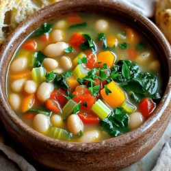 - 2 cups dried white beans (cannellini or great northern), soaked overnight - 1 large onion, diced - 3 cloves garlic, minced - 2 large carrots, diced - 2 celery stalks, diced - 1 bell pepper, chopped (any color) - 4 cups vegetable broth - 1 teaspoon dried oregano - 1 teaspoon dried thyme - 1/2 teaspoon red pepper flakes (adjust to taste) - Salt and pepper to taste I love using dried white beans for this soup. They soak up flavors so well. Before cooking, I soak them overnight. This makes them softer and easier to cook. Use either cannellini or great northern beans. Both work great in this recipe. The fresh vegetables bring life to the soup. I use a mix of onion, carrots, celery, and bell pepper. These veggies add flavor and texture. Dicing them small helps them cook evenly. The seasonings are key to a tasty soup. I choose oregano and thyme for depth. A little red pepper flakes add a nice kick. You can adjust the spice level to fit your taste. - 1 can (14.5 oz) diced tomatoes, with juices - 2 cups fresh spinach or kale, chopped - 1 tablespoon balsamic vinegar Tomatoes add a bit of sweetness and acidity. I use canned diced tomatoes for convenience. The juices help make the broth rich. Adding greens like spinach or kale makes the soup healthy. They add color and nutrients. I usually toss them in about 30 minutes before serving. This ensures they stay bright and fresh. The balsamic vinegar brings a lovely tang. It enhances the soup’s flavor, making every bite special. - Olive oil - Fresh herbs - Crusty bread Garnishing the soup makes it look nice. A drizzle of olive oil adds richness. Fresh herbs like parsley or basil add flavor and color. Pair the soup with crusty bread for a complete meal. It’s perfect for dipping and soaking up the broth. Enjoy your comforting bowl of Tuscan white bean soup! First, we need to sauté the vegetables. Heat a drizzle of olive oil in a large skillet over medium heat. Add the diced onion, carrots, celery, and bell pepper. Sauté these for about 5-7 minutes until they soften. Then, add the minced garlic and cook for an additional 1-2 minutes until it smells great. Now, it's time to prepare the slow cooker. Transfer the sautéed vegetables from the skillet into your slow cooker. Drain and rinse the soaked white beans, then add them to the slow cooker. Next, pour in the can of diced tomatoes, including their juice. Add the vegetable broth, dried oregano, thyme, and red pepper flakes for a kick. Stir everything together to mix well, and season with salt and pepper to taste. Cover the slow cooker and set it to cook. You can cook on low for 6-8 hours or on high for 4-5 hours. You want the beans to be nice and tender before serving. About 30 minutes before you plan to serve, add the chopped spinach or kale to the soup. This will give the soup a pop of color and nutrition. Don’t forget to stir in the balsamic vinegar. This step adds a wonderful depth of flavor. When ready to serve, ladle the soup into bowls. You can finish with a drizzle of olive oil or a sprinkle of fresh herbs for extra taste. For a complete meal, pair the soup with a slice of crusty bread. - Soaking beans: Soaking the beans overnight helps them cook better. It makes them softer and cuts down on cooking time. You can skip this step if you use canned beans, but soaked beans taste fresher. - Adjusting seasoning: Taste your soup before serving. Add salt, pepper, or red pepper flakes as you like. Remember, a little can go a long way. Always start small and add more if needed. - Meal prep ideas: Chop your vegetables ahead of time. Store them in the fridge for easy access. You can also soak your beans the night before. This way, you save time on cooking day. - Using pre-cut vegetables: Buy pre-cut veggies to save time. Many stores offer fresh, pre-chopped options. This can make your cooking process much quicker. - Balancing spices: The right spices can make your soup shine. Use oregano and thyme for warmth. Adjust red pepper flakes for heat. Taste as you go to find your perfect blend. - Importance of fresh herbs: Fresh herbs like parsley or basil can brighten your soup. Add them at the end for a burst of flavor. They also make your soup look nice! {{image_2}} You can change the beans in this soup. Try using black beans or pinto beans. Each type gives a new taste. You can also add meat. Chopped sausage or diced chicken works well. Cook the meat first, then add it to the slow cooker. If you want a vegan soup, skip the meat and use vegetable broth. This soup is already gluten-free. Just check the broth label to be sure. For a low-sodium version, use low-sodium broth and avoid added salt. Want to add a twist? Try adding a splash of lemon juice. Citrus brightens the soup and adds freshness. You can also use different herbs. Basil, rosemary, or parsley gives new flavors. Experiment with what you love for a fun taste! After you enjoy your Slow Cooker Tuscan White Bean Soup, store any leftovers in the fridge. Use an airtight container to keep the soup fresh. It will last about 3 to 5 days. If you want to keep it longer, consider freezing it. Let the soup cool to room temperature first. Then, pour it into freezer-safe bags or containers. Make sure to leave some space at the top, as the soup will expand when frozen. It can last up to 3 months in the freezer. To reheat your soup, the best method is to use the stove. Pour the soup into a pot over medium heat. Stir it often to warm it evenly. If you notice it is too thick, add a splash of vegetable broth or water. You can also use the microwave if you are in a hurry. Place the soup in a microwave-safe bowl. Cover it loosely to allow steam to escape. Heat in short intervals, stirring in between, until it’s hot. In the fridge, your Tuscan White Bean Soup will last for about 3 to 5 days. Keep an eye on it, and check for signs of spoilage. Signs of spoilage include an off smell or mold forming on the top. If you see any of these signs, it’s best to throw the soup out. Always trust your senses when it comes to food safety. Yes, you can use canned beans. They save time and work well. If you choose canned, you should adjust the cooking time. Cook the soup for 2-3 hours on low, or 1-2 hours on high. This way, you will heat the soup but not overcook the beans. To make the soup thicker, you have a few options. You can: - Mash some of the beans with a fork or a potato masher. - Add a small amount of tomato paste. - Stir in some cooked rice or quinoa to add body. These methods will help create a heartier texture. This soup pairs well with many sides. Here are some tasty options: - A slice of crusty bread for dipping. - A fresh green salad for a light touch. - Garlic bread to add flavor. These sides will enhance your meal. Yes, you can convert this recipe for the stovetop. Start by sautéing the veggies in a pot. Then add the beans, tomatoes, broth, and spices. Bring it to a boil. Lower the heat and let it simmer for about 1 to 1.5 hours. This will cook the beans until tender. You can freeze this soup easily! First, let it cool completely. Then, pour it into an airtight container. It can last in the freezer for up to 3 months. When ready to eat, thaw it in the fridge overnight. Reheat on the stove until hot. Enjoy the flavors again! This blog post covered how to make a delicious Tuscan White Bean Soup. We explored the main ingredients, step-by-step instructions, and helpful tips. I shared variations for different diets and how to store leftovers properly. You can enjoy this soup while trying new flavors or adjusting it to your taste. Remember, cooking should be fun! Use this guide to create your perfect bowl of soup. Let your creativity shine and make this recipe your own. Enjoy every spoonful!
