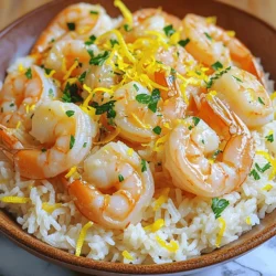 To make Lemon Garlic Butter Shrimp Rice, gather these items: - 1 lb (450g) large shrimp, peeled and deveined - 2 cups jasmine rice - 4 cups low-sodium chicken broth (or vegetable broth) - 4 tablespoons unsalted butter - 4 cloves garlic, minced - 1 lemon (zest and juice) - 1 tablespoon olive oil - 1/2 teaspoon red pepper flakes (optional) - Salt and pepper to taste - Fresh parsley, chopped (for garnish) Using high-quality ingredients makes a big difference in taste. Look for fresh shrimp that smells like the ocean, not fishy. Choose jasmine rice for its nutty flavor and fluffy texture. Use real butter for the best richness. Fresh garlic always beats jarred. Get a bright lemon for zest and juice; it adds a fresh kick. Good broth enhances overall flavor. Low-sodium options keep it balanced. To take the dish up a notch, consider these options: - Red pepper flakes add heat, but use them sparingly. - Fresh herbs like cilantro or basil can brighten the dish. - A splash of white wine while cooking shrimp can add depth. - Cherry tomatoes can bring sweetness and color. - Sautéed spinach or kale can make the dish healthier. These options let you customize the dish to your taste. Enjoy experimenting! To start, cook the jasmine rice. I use a medium pot for this. First, combine 2 cups of jasmine rice with 4 cups of low-sodium chicken broth. This gives the rice great flavor. Bring the mixture to a boil. After that, reduce the heat to low. Cover the pot and let it simmer for about 15 minutes. You want the rice to be tender and the broth to be absorbed. After 15 minutes, take it off the heat. Let it sit for 5 minutes. This helps the rice fluff up nicely. Use a fork to fluff it before serving. While the rice cooks, I prepare the lemon garlic butter sauce. In a large skillet, heat 1 tablespoon of olive oil and 2 tablespoons of unsalted butter over medium heat. Once the butter melts, add in 4 cloves of minced garlic. Sauté the garlic for about 1 minute. You want it to smell fragrant but not burn. Burning garlic makes the dish taste bitter. Next, stir in the zest and juice of 1 lemon. This adds bright flavor. If you like a bit of heat, add 1/2 teaspoon of red pepper flakes. Season the sauce with salt and pepper to taste. Now, it’s time to cook the shrimp. I add 1 pound of peeled and deveined shrimp to the skillet. Cook the shrimp for about 2-3 minutes on each side. They should turn pink and opaque when done. This is how you know they are cooked perfectly. Once the shrimp are cooked, remove the skillet from the heat. Add the last 2 tablespoons of butter to the shrimp. Stir until the butter melts and combines with the sauce. This creates a rich, creamy lemon garlic butter sauce. To serve, place the fluffy jasmine rice on your plates. Spoon the lemon garlic butter shrimp over the rice. Don’t forget to sprinkle some fresh chopped parsley on top for color. Enjoy your meal! To keep shrimp juicy, cook them just right. Watch for the color change. When shrimp turn pink and opaque, they are done. This usually takes 2-3 minutes per side. Remove them from the heat as soon as they change color. If you cook them too long, they can become rubbery. For fluffy jasmine rice, rinse it first. This removes excess starch and helps it cook evenly. Use a 2:1 ratio of broth to rice for the best texture. Bring it to a boil, then cover and lower the heat. Let it simmer for 15 minutes. After cooking, let it rest for 5 minutes. Fluff it gently with a fork before serving. Lemon and garlic are key to this dish. Fresh ingredients make a big difference. Use fresh lemon juice and zest for bright flavor. Adding red pepper flakes gives a nice kick if you like spice. For extra taste, consider adding chopped herbs like basil or cilantro. These simple tweaks can take your dish to the next level. {{image_2}} You can add fresh veggies to your dish. Try bell peppers, zucchini, or spinach. Start cooking the vegetables before the shrimp. Sauté them for a few minutes until they soften. Then, add the shrimp and continue with the recipe. This adds color and nutrients. If you like heat, add more spice! Use one teaspoon of red pepper flakes for a kick. You can also add a dash of cayenne pepper. Mix these in when you add the shrimp. This will give your dish a nice, spicy boost. Want a healthier grain? Use quinoa or brown rice instead of jasmine rice. Quinoa cooks faster, so check it at about 15 minutes. Brown rice will take longer, around 40-50 minutes. Adjust the broth amount as needed for these types. Both options add great texture and flavor to your meal. To store your Lemon Garlic Butter Shrimp Rice, follow these steps: - Allow the dish to cool to room temperature. - Transfer the shrimp and rice to an airtight container. - Keep it in the fridge for up to three days. This will keep the flavors fresh and tasty. Make sure to seal the container well. When you’re ready to enjoy your leftovers, reheating them properly is key. Here’s how: - Place the shrimp and rice in a skillet. - Add a splash of chicken broth or water to prevent drying. - Heat over medium-low heat, stirring often until warmed through. This method helps keep the shrimp tender and the rice fluffy. If you want to save Lemon Garlic Butter Shrimp Rice for later, freezing works well. Here’s how: - Cool the dish completely. - Portion it into freezer-safe bags or containers. - Label with the date and type of dish. You can freeze it for up to two months. When ready to eat, thaw in the fridge overnight and reheat. This keeps your meal delicious and ready to go! Yes, you can use frozen shrimp. Just make sure to thaw them first. Place them in a bowl of cold water for about 15 minutes. This keeps the shrimp tender and tasty. If you use frozen shrimp, adjust the cooking time slightly. Cook them until they turn pink and opaque, just like fresh shrimp. You can use several types of rice. Basmati rice works well and has a nice aroma. Brown rice is a healthy substitute but takes longer to cook. Quinoa is another great option. It adds more protein and a unique texture. Just remember to adjust the cooking time based on the rice you choose. To make it lighter, use less butter or olive oil. You can swap shrimp for tofu or chicken if you want a meat-free dish. For gluten-free needs, ensure your broth is gluten-free. If you want a low-carb option, use cauliflower rice instead of jasmine rice. Each change keeps it delicious and satisfying. This blog post covered everything you need for a tasty shrimp dish. We explored key ingredients and tips for quality. You learned how to cook jasmine rice and make a delicious lemon garlic butter sauce. I shared tricks to avoid overcooking shrimp and keep your rice fluffy. You can customize your meal with variations for extra flavor. In summary, this dish is easy and fun to make. Whether fresh or frozen, shrimp can shine in your kitchen. Enjoy cooking and experimenting with flavors!