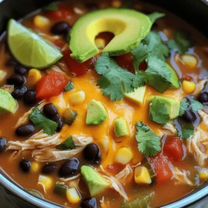 - 1 lb boneless, skinless chicken breasts - 1 can (15 oz) black beans, drained and rinsed - 1 can (15 oz) corn, drained - 1 can (10 oz) red enchilada sauce - 1 can (14.5 oz) diced tomatoes with green chilies (undrained) - 1 medium onion, diced - 2 garlic cloves, minced - Spices: 1 teaspoon cumin, 1 teaspoon chili powder, 1/2 teaspoon smoked paprika - 4 cups chicken broth - Salt and pepper to taste - 1 cup shredded cheddar cheese - Chopped fresh cilantro - Avocado slices - Lime wedges When I cook this slow cooker chicken enchilada soup, I rely on these ingredients. They make a rich and tasty base. The chicken breasts are the star. They stay tender and juicy. The black beans and corn add fiber and sweetness. The red enchilada sauce gives a bold kick. The diced tomatoes with green chilies add freshness and spice. For seasoning, I use a diced onion and minced garlic. They build flavor and aroma. Cumin, chili powder, and smoked paprika warm up the dish. I always taste and adjust salt and pepper last. Finally, I love to top each bowl with shredded cheddar cheese, fresh cilantro, avocado slices, and a squeeze of lime juice. These add creaminess and brightness to each bite. - Layer the chicken in the slow cooker. - Add onion and garlic on top. Start with boneless, skinless chicken breasts. Place them at the bottom of your slow cooker. This helps the chicken soak up all the flavors. Next, dice one medium onion. Mince two garlic cloves. Sprinkle the diced onion and minced garlic over the chicken. The onion adds sweetness, while garlic gives a nice kick. - Pour black beans, corn, enchilada sauce, and diced tomatoes. - Add spices and chicken broth. Now it’s time to add more flavor. Open a can of black beans and a can of corn, and drain them. Pour these into the slow cooker. Next, add a can of red enchilada sauce. This sauce makes the soup rich and tasty. Then, pour in a can of diced tomatoes with green chilies. Don't drain this can; the juices add moisture. Sprinkle in one teaspoon of cumin, one teaspoon of chili powder, and half a teaspoon of smoked paprika. These spices really boost the flavor! Finally, add four cups of chicken broth to make the soup nice and soupy. - Cover and set cooking time. - Shred chicken and finalize the soup. Cover your slow cooker. Set it to cook on low for 6-8 hours or on high for 4 hours. When the chicken is tender, it’s time to shred. Carefully take the chicken out and use two forks to shred it. Return the shredded chicken to the soup and stir well. Check the taste. If it needs a little more salt or pepper, add some now. Your soup is ready! Serve it hot and enjoy! How can I adjust spice levels? You can easily change the spice level to fit your taste. If you want more heat, add extra chili powder or diced jalapeños. For less heat, reduce the chili powder or skip the diced tomatoes with green chilies. What are some tips for shredding chicken easily? To shred chicken easily, let it cool for a few minutes after cooking. Use two forks to pull the chicken apart. This method works well and keeps your hands safe. What is the difference between low and high cooking time? Cooking on low takes about 6-8 hours, while high only takes 4 hours. The slow cook on low makes flavors blend better. It also keeps the chicken very tender. What are the benefits of cooking on low? Cooking on low lets the flavors develop fully. It makes the chicken juicy and tender. Plus, you can set it in the morning and come home to a warm meal. What are some suggestions for additional toppings? You can add many toppings to make the soup even better. Consider more shredded cheese, sour cream, or sliced jalapeños. Fresh cilantro and avocado also add a nice touch. What side dishes pair well with this soup? This soup goes well with tortilla chips or warm tortillas. You can also serve it with a simple salad for a fresh touch. {{image_2}} You can change the recipe by swapping beans or veggies. Use pinto beans or chickpeas instead of black beans. Try adding bell peppers, zucchini, or corn for a fresh twist. These swaps keep the flavors bright and fun. You can also switch proteins. If you prefer turkey, use ground turkey instead of chicken. For a plant-based option, try tofu. Just cube it and add it to the pot. These swaps give you new flavors while keeping it hearty. To make this soup gluten-free, check your enchilada sauce. Most brands are safe, but some may have gluten. Use corn tortillas for dipping or crumbling on top. For a vegan version, leave out the chicken and broth. Use vegetable broth instead. You can also add extra beans or lentils for protein. Top the soup with vegan cheese or avocado for creaminess. There are many fun ways to serve this soup. It works great for taco night. Just set out toppings like cheese, sour cream, and salsa. Everyone can build their bowl just how they like. You can also use it for lunch prep. Store it in containers for easy meals throughout the week. The soup pairs well with warm tortillas or crusty bread. Just scoop and enjoy! To store leftovers, let the soup cool first. Use airtight containers to keep it fresh. Glass or BPA-free plastic containers work best. Fill the containers, leaving some space at the top. This helps prevent spills when sealing. Label the containers with the date. This way, you know when to eat it. For freezing soup, use freezer-safe containers. You can also use heavy-duty freezer bags. Make sure to leave some space in the bags for expansion. Seal the bags tightly to avoid air. To thaw, move the soup to the fridge overnight. To reheat, use the stove or microwave. Heat slowly, stirring often to ensure even warmth. In the fridge, the soup lasts about three to four days. In the freezer, it can last up to three months. Always check for any off smells or changes in color. If it looks or smells bad, it’s best to toss it. Keeping track of these time frames helps avoid waste and ensures tasty meals. Can I use frozen chicken? Yes, you can use frozen chicken. Just keep in mind that it will take longer to cook. The slow cooker will safely cook the chicken as long as you increase the cooking time by one to two hours. Always check that the chicken reaches a safe temperature of 165°F. What can I substitute for chicken broth? You can use vegetable broth or water if you prefer. If you want more flavor, try using low-sodium vegetable broth. You can also add more spices to boost the taste. Can I add more veggies? Absolutely! You can add bell peppers, zucchini, or spinach. Just chop them into small pieces. Add them at the start with the other ingredients. This will add more nutrition and color to your soup. Is it possible to make this soup spicy? Yes, you can make it spicy! Add more chili powder or diced jalapeños. You can also use a spicier enchilada sauce to kick up the heat. Adjust it to your taste. What slow cooker is best for this recipe? Any standard slow cooker will work. A 4- to 6-quart cooker is a good size for this recipe. Make sure it has a lid that fits well. This helps keep the heat in while cooking. Can I use an instant pot instead? Yes, you can use an instant pot. Cook it on high pressure for about 15 minutes. Make sure to allow time for the pressure to release. This will help you get the same tender chicken and delicious flavor. This blog post covered a tasty and easy slow cooker chicken soup. We looked at the main ingredients, step-by-step instructions, and ways to enhance this dish. I shared tips on cooking times, storage, and common questions. Remember, you can customize the recipe to match your taste. Enjoy the cooking process, and don't hesitate to experiment with flavors. This soup could become a new family favorite!