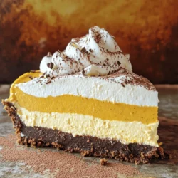 - 1 ½ cups graham cracker crumbs - ½ cup unsweetened cocoa powder - ½ cup unsalted butter, melted - 2 cups cream cheese, softened - 1 cup powdered sugar - 1 cup pumpkin puree - 1 teaspoon vanilla extract - 1 teaspoon pumpkin pie spice - ½ teaspoon ground cinnamon In this no-bake pumpkin spice latte cheesecake, cream cheese is the star. It gives the cheesecake a rich and creamy texture. Use softened cream cheese for the best results. Next, pumpkin puree adds a warm and earthy flavor. It also makes the cheesecake festive for fall. Spices bring the cozy flavors of pumpkin spice lattes to life. Pumpkin pie spice and ground cinnamon create that perfect warm hug of flavor. The crust combines graham cracker crumbs and cocoa powder for a sweet and slightly chocolatey base. The melted butter helps everything stick together. - 1 cup whipped cream (for topping) - Chocolate shavings - Cocoa powder After chilling, the cheesecake deserves a lovely topping. Whipped cream adds a light and airy finish. You can sprinkle chocolate shavings for a touch of elegance. A dusting of cocoa powder gives it a nice, rich color and taste. These garnishes make the cheesecake look and taste amazing! Enjoy making this delightful treat! - Mixing Dry Ingredients: Start by taking a large bowl. Add 1 ½ cups of graham cracker crumbs and ½ cup of unsweetened cocoa powder. This mix gives the crust a rich flavor. Stir them together until well combined. - Pressing into Springform Pan: Next, pour in ½ cup of melted unsalted butter. Mix until the crumbs look like wet sand. Now, take a 9-inch springform pan. Press the crumb mixture firmly into the bottom. Make sure it’s even. Chill this crust in the fridge while you make the filling. - Beating the Cream Cheese: In a large bowl, beat 2 cups of softened cream cheese. Use a hand mixer for this. Mix until it’s smooth and creamy. This step is key for a light texture. - Combining with Pumpkin and Spices: Gradually add 1 cup of powdered sugar, 1 cup of pumpkin puree, 1 teaspoon of vanilla extract, 1 teaspoon of pumpkin pie spice, and ½ teaspoon of ground cinnamon. Mix until everything is fluffy and well combined. This blend captures that pumpkin spice latte flavor. - Spreading the Filling: After the crust has chilled, take it out of the fridge. Spread the pumpkin cheesecake filling over the crust. Use a spatula to smooth the top. - Covering and Refrigerating: Now cover the cheesecake with plastic wrap. Place it in the fridge for at least 4 hours, or better yet, overnight. This allows it to set properly. Enjoy the wait; it will be worth it! Importance of Softened Cream Cheese Softened cream cheese is key. It blends easily, creating a smooth filling. If it’s too cold, lumps will form. Always leave your cream cheese out for at least 30 minutes before using. This small step makes a big difference. Beating Techniques Use a hand mixer or a stand mixer for the best results. Start slow to avoid splatters. Gradually increase the speed. This helps mix air into the cream cheese. The filling should be light and fluffy. Aim for a creamy texture without overbeating. Presentation Ideas Make the cheesecake look gorgeous. After chilling, remove it from the springform pan. Top it with a mound of whipped cream. Use a spatula to smooth the top. Add chocolate shavings or a light dusting of cocoa for flair. A beautiful presentation makes every bite more special. Pairing with Beverages This cheesecake pairs well with coffee or tea. A warm pumpkin spice latte enhances the flavors. You can also serve it with a glass of milk. These drinks will balance the rich taste of the cheesecake. Overmixing Ingredients Mixing too much can ruin the texture. Once the ingredients blend well, stop. Overmixing can lead to a dense cheesecake. Aim for creamy and light, not heavy and thick. Not Chilling Long Enough Patience is key here. Chill the cheesecake for at least four hours. If you can, chill overnight. This ensures it sets properly and slices cleanly. Rushing this step will lead to a messy serving. {{image_2}} You can change the flavor of your cheesecake in fun ways. Adding chocolate or caramel can give it a rich twist. For a chocolate version, mix cocoa powder into the filling. You can also swirl melted chocolate into the batter before chilling. Caramel drizzle on top adds a sweet touch. You can also play with spice blends. Instead of pumpkin pie spice, use chai spices or even a dash of nutmeg. Each blend brings its own unique flavor to the cheesecake. If you need a gluten-free crust, use almond flour or gluten-free graham crackers. Simply mix your chosen flour with melted butter and press it into the pan. This keeps the taste and texture great. For vegan substitutes, use cashew cream or vegan cream cheese. Replace the butter with coconut oil. Use maple syrup instead of powdered sugar for sweetness. These swaps keep the cheesecake creamy and delicious. Get creative with holiday-themed decorations. Top the cheesecake with festive sprinkles or edible glitter. Use cookie cutters to create fun shapes from fruits like apples or pears. You can also incorporate nuts or fruits. Chopped pecans or walnuts add a nice crunch. Fresh fruits like cranberries or slices of apple bring freshness and color. These additions make the cheesecake even more special and festive. To keep your no-bake pumpkin spice latte cheesecake fresh, follow these simple tips: - Refrigeration Instructions: Always store the cheesecake in the fridge. Place it in a sealed container or cover it with plastic wrap. This way, it stays cool and safe from other smells. - Covering and Wrapping Tips: Use plastic wrap or foil to cover the cheesecake. This prevents it from drying out and keeps it fresh. Make sure the cover is tight to avoid any leaks. You can freeze your cheesecake if you want to enjoy it later. - How to Freeze the Cheesecake: First, let the cheesecake set in the fridge for at least 4 hours. Then, remove it from the springform pan. Wrap it tightly in plastic wrap. After that, place it in a freezer-safe container. This helps keep the flavor and texture. - Thawing Tips: When ready to eat, take the cheesecake out of the freezer. Place it in the fridge for about 6 hours to thaw. You can also let it sit at room temperature for about 1 hour. This helps it get soft and creamy again. Knowing how long your cheesecake lasts is key. - Freshness Duration in the Fridge: Your cheesecake will stay fresh in the fridge for about 4 to 5 days. Make sure it’s covered well. - Signs of Spoilage: If you see mold, a change in color, or an off smell, it’s time to throw it away. Always trust your senses when checking for spoilage. Yes, you can make this cheesecake ahead of time. It's perfect for parties or gatherings. Prepare it a day before. Let it chill overnight in the fridge. This time allows the flavors to blend well. A well-chilled cheesecake tastes even better! If you need a cream cheese substitute, use mascarpone or Greek yogurt. Both options have a creamy texture. They will give a nice flavor too. Keep in mind that the taste may vary slightly. The cheesecake will last about 5 to 7 days in the fridge. Make sure to cover it well. Use plastic wrap or an airtight container. This keeps it fresh and tasty for longer. Yes, you can use fresh pumpkin. Just make sure to cook and puree it first. Drain any excess water to avoid a watery filling. Fresh pumpkin can give a lovely taste too. - Tips for Preparation: - When using fresh pumpkin, roast it until soft. - Blend it until smooth for the best results. - Chill your mixing bowl for a fluffier filling. This guide covered all you need to know for a perfect pumpkin cheesecake. We explored the main ingredients like cream cheese and pumpkin puree, along with tips for a creamy texture and beautiful presentation. Remember, avoid common mistakes like overmixing. You can also play with flavors and store your cheesecake properly for freshness. Enjoy making this tasty treat! It’s fun to share with friends and family.