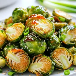 - 1 pound Brussels sprouts, trimmed and halved - 2 tablespoons olive oil - 2 tablespoons honey - 1 tablespoon Sriracha - 1 teaspoon garlic powder - 1 teaspoon onion powder - Salt and pepper to taste - 1 tablespoon sesame seeds - 2 green onions, sliced When I make Air Fryer Honey Sriracha Brussels Sprouts, I start with fresh Brussels sprouts. I trim and halve them to help them cook evenly. Next, I grab my main ingredients. The olive oil adds richness, while honey brings sweetness. Sriracha gives a nice kick. Garlic and onion powders add depth. I finish with salt and pepper for taste. For the garnish, I sprinkle sesame seeds on top. They add crunch and flavor. I also slice green onions for a fresh touch. Using these ingredients, I ensure a delightful balance of sweet and spicy flavors. The end result is a dish that is both tasty and visually appealing. How to prepare Brussels sprouts First, grab your Brussels sprouts and trim the ends. Then, cut them in half. This helps them cook evenly. Make sure to choose firm sprouts for the best taste. Mixing the sauce ingredients In a large bowl, add the halved Brussels sprouts. Pour in 2 tablespoons of olive oil. Next, add 2 tablespoons of honey and 1 tablespoon of Sriracha. Sprinkle in 1 teaspoon of garlic powder and 1 teaspoon of onion powder. Season with salt and pepper to taste. Mix everything well. You want every sprout coated in that sweet and spicy sauce. Preheating the air fryer Now, preheat your air fryer to 375°F (190°C). Let it heat for about 5 minutes. This step is key to getting crispy Brussels sprouts. Air frying process and time Place the coated Brussels sprouts in the air fryer basket. Make sure they are in a single layer. This allows them to cook evenly. Air fry them for 12 to 15 minutes. Shake the basket halfway through. This helps them crisp up all around. Look for a golden brown color on the outside. How to garnish Brussels sprouts After cooking, take out the Brussels sprouts. Sprinkle 1 tablespoon of sesame seeds on top. Add sliced green onions for a fresh look and flavor. Best practices for serving temperature Serve these Brussels sprouts warm. They taste best right out of the air fryer. Enjoy this sweet and spicy dish as an appetizer or side! - To change the spice level, add less Sriracha for a milder taste. - Always leave space between the Brussels sprouts in the air fryer. This helps them cook evenly. Shake the basket halfway through cooking. - For more flavor, try adding paprika or cumin to the mix. They bring warmth and depth. - These Brussels sprouts pair well with grilled chicken or rice. Serve them together for a tasty meal! {{image_2}} You can mix things up with this recipe. If you're looking for a vegan option, you can swap honey for maple syrup or agave nectar. These sweeteners give a nice flavor and keep it plant-based. You can also try different veggies. Cauliflower, broccoli, or even sweet potatoes work well. Just cut them into similar sizes. Toss them with the same sauce for a fun twist. If you need gluten-free options, this recipe is already safe. All the ingredients are naturally gluten-free. Just double-check your Sriracha for any hidden gluten. For a low-carb option, you can skip the honey or reduce the amount. The Sriracha and seasonings still give great flavor. You can enjoy these Brussels sprouts without worrying about carbs. To store your Air Fryer Honey Sriracha Brussels sprouts, place them in an airtight container. Make sure to cool them down first. Then, store them in the fridge for up to three days. This helps keep the flavors fresh. When reheating, you can use the air fryer again. Set it to 350°F (175°C). Heat for about 5-7 minutes. This will help them regain their crispiness. You can also use a microwave if you're in a hurry. Just remember, the microwave may make them softer. Yes, you can freeze cooked Brussels sprouts! Just let them cool completely before freezing. Place them in a freezer-safe bag or container. Remove excess air to avoid freezer burn. They can last up to three months in the freezer. When ready to eat, thaw them in the fridge overnight. You can reheat them straight from frozen in the air fryer. Cook at 375°F (190°C) for about 10-12 minutes. This gives you warm, tasty Brussels sprouts again! How long does it take to cook Brussels sprouts in an air fryer? It takes about 12 to 15 minutes to cook Brussels sprouts in an air fryer. You should shake the basket halfway through to get even crispiness. Can I use fresh instead of frozen Brussels sprouts? Yes, you can use fresh Brussels sprouts. In fact, fresh ones taste better and have a nice crunch. Just trim and halve them before cooking. What can I serve with Air Fryer Honey Sriracha Brussels Sprouts? These tasty sprouts pair well with grilled chicken, steak, or even rice. They can also be a great side for tacos or sandwiches. Why are my Brussels sprouts not crispy? If your Brussels sprouts are not crispy, they may be overcrowded in the air fryer. Make sure to leave space between them. Also, check that you use enough oil to help them crisp up. Adjusting cooking time for different air fryer models Different air fryer models may cook at varied speeds. If your sprouts are not done in 15 minutes, add a couple more minutes. Keep an eye on them to avoid burning. In this post, we covered how to make Air Fryer Honey Sriracha Brussels Sprouts. We looked at ingredients, including the main and garnishing elements, and gave step-by-step cooking instructions. I shared tips to adjust spice levels and pair your dish with other foods. You learned about variations, storage methods, and common questions. Remember, cooking is fun! Personalize this recipe to fit your taste. Enjoy your flavorful, crispy Brussels sprouts!