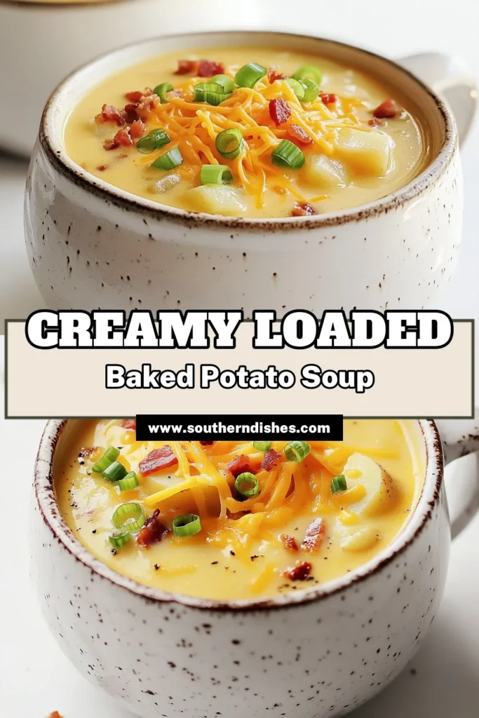 Warm up your dinner with this delicious Loaded Baked Potato Soup! With creamy potatoes, rich cheddar cheese, and your favorite toppings, it’s a comfort food favorite that’s easy to make in a slow cooker. Perfect for chilly nights, this hearty soup will have everyone asking for seconds. Click through for the full recipe and get ready to enjoy every spoonful! #LoadedBakedPotatoSoup #ComfortFood #SlowCooking #SoupRecipes
