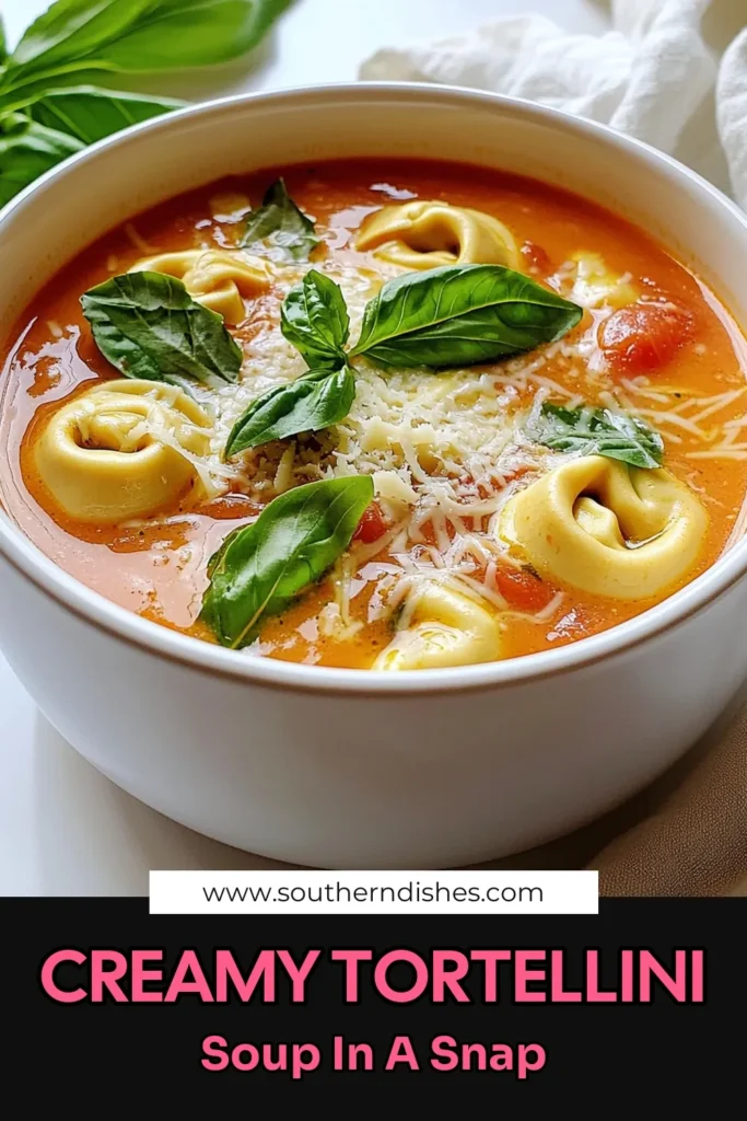 Warm up with this delicious Creamy Tomato Basil Tortellini Soup made effortlessly in your slow cooker! Enjoy a blend of rich flavors from crushed tomatoes, fresh basil, and cheesy tortellini, all simmered to perfection. Perfect for busy days, this comforting dish is ready in just a few hours. Click through for the full recipe and cozy up with a bowl today! #SlowCookerRecipes #TomatoSoup #ComfortFood #TortelliniSoup
