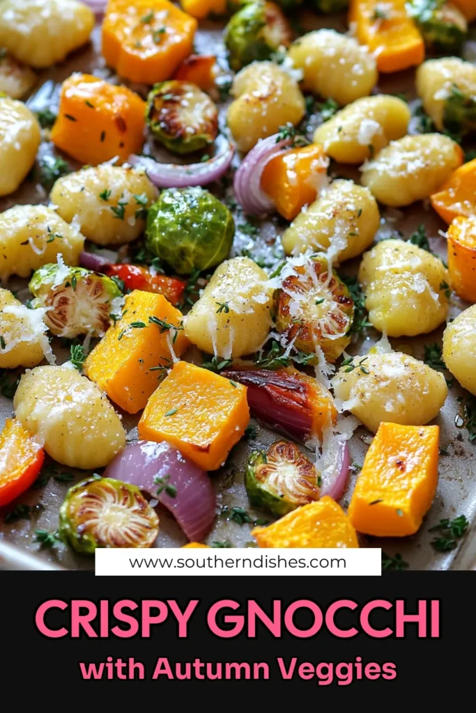 Discover the perfect fall dish with this Crispy Gnocchi & Autumn Veggie Harmony recipe! Packed with butternut squash, Brussels sprouts, and vibrant bell peppers, this easy oven-baked meal delivers a delightful crunch and cozy flavors. In just 40 minutes, you can impress your family and friends with an irresistible blend of textures and tastes. Click through for the full recipe and enjoy autumn on your plate! #CrispyGnocchi #AutumnRecipes #HealthyEating #ComfortFood