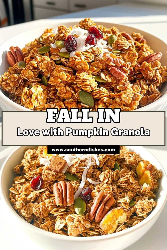 Indulge in the flavors of fall with this delicious Pumpkin Spice Granola with Pecans recipe! Perfect for a cozy breakfast or snack, this granola is easy to make with wholesome ingredients like oats, pecans, and pumpkin puree. Get ready to fill your kitchen with the delightful scent of pumpkin spice as you whip up this crunchy treat. Click through for the full recipe and tips! #PumpkinSpiceGranola #HealthySnacks #FallRecipes #GranolaLovers