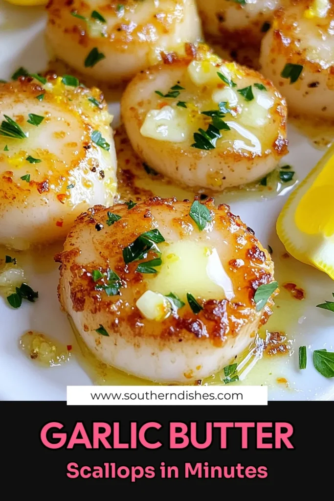 Savor the taste of the sea with this quick and easy Minute Garlic Butter Scallops recipe! Delight in perfectly seared scallops bathed in rich garlic butter and fresh lemon juice, ready in just 15 minutes. Perfect for a romantic dinner or a special treat! Dive into this mouth-watering dish and impress your guests with minimal effort. Click to explore the full recipe and make your meal unforgettable! #GarlicButterScallops #SeafoodRecipes #QuickDinner #EasyCooking