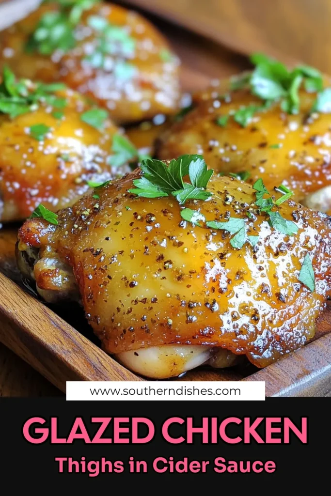 Indulge in the sweet and savory flavors of Apple Cider Glazed Chicken Thighs that will elevate your dinner game! This easy recipe features juicy chicken thighs coated in a delicious apple cider glaze, perfect for any occasion. With simple ingredients and straightforward steps, you’ll impress your family and friends. Click through for the full recipe and step-by-step instructions! #AppleCiderGlazedChicken #EasyRecipes #DinnerIdeas #ComfortFood