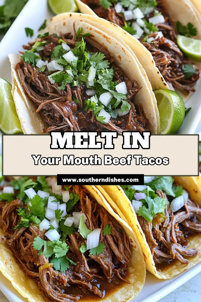 Indulge in the mouthwatering flavors of Slow Cooker Beef Barbacoa Tacos! With tender, shredded beef seasoned with chipotle, cumin, and lime, these tacos are a crowd-pleaser. Perfect for any gathering, they are simple to make and full of flavor. Ready to impress your friends and family? Click through for the full recipe and make your taco night unforgettable! #BeefBarbacoa #TacoTuesday #SlowCookerRecipes #EasyDinnerIdeas