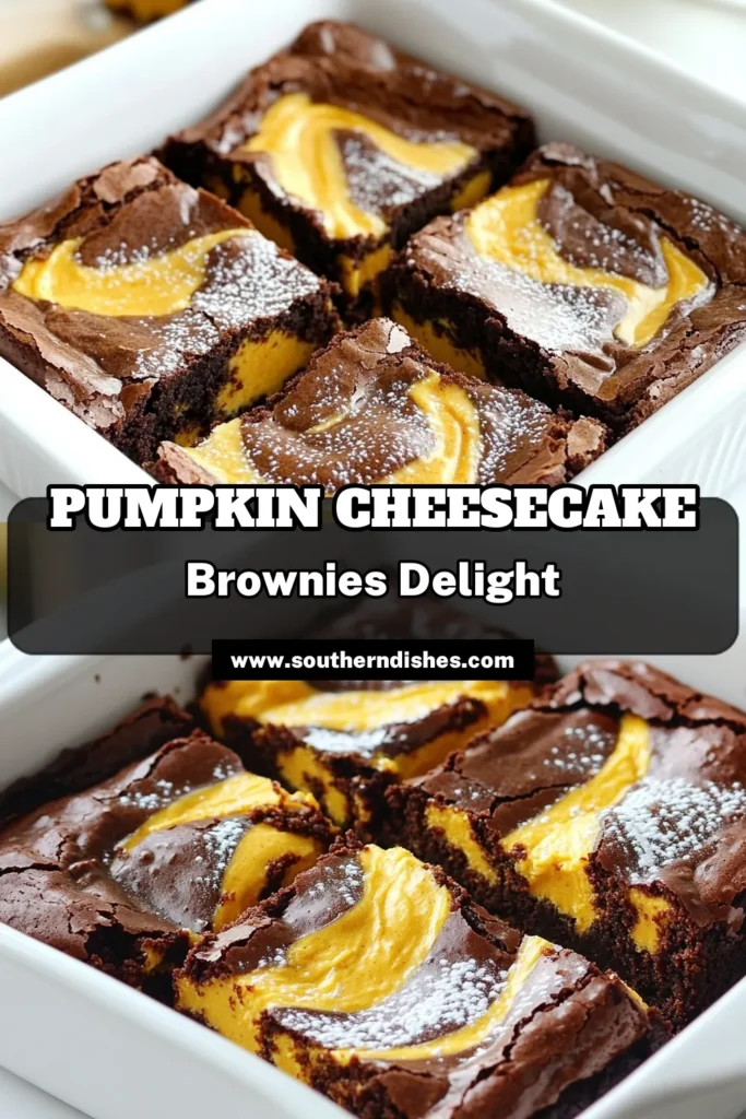 Indulge in the deliciousness of Pumpkin Cheesecake Swirl Brownies! This easy recipe combines rich chocolate brownies with a creamy pumpkin cheesecake swirl for the perfect fall treat. Perfect for gatherings or cozy nights in, these brownies will impress everyone. Grab your ingredients and get baking—click to discover the full recipe and wow your friends and family! #PumpkinBrownies #FallBaking #DessertLover #SweetTreats