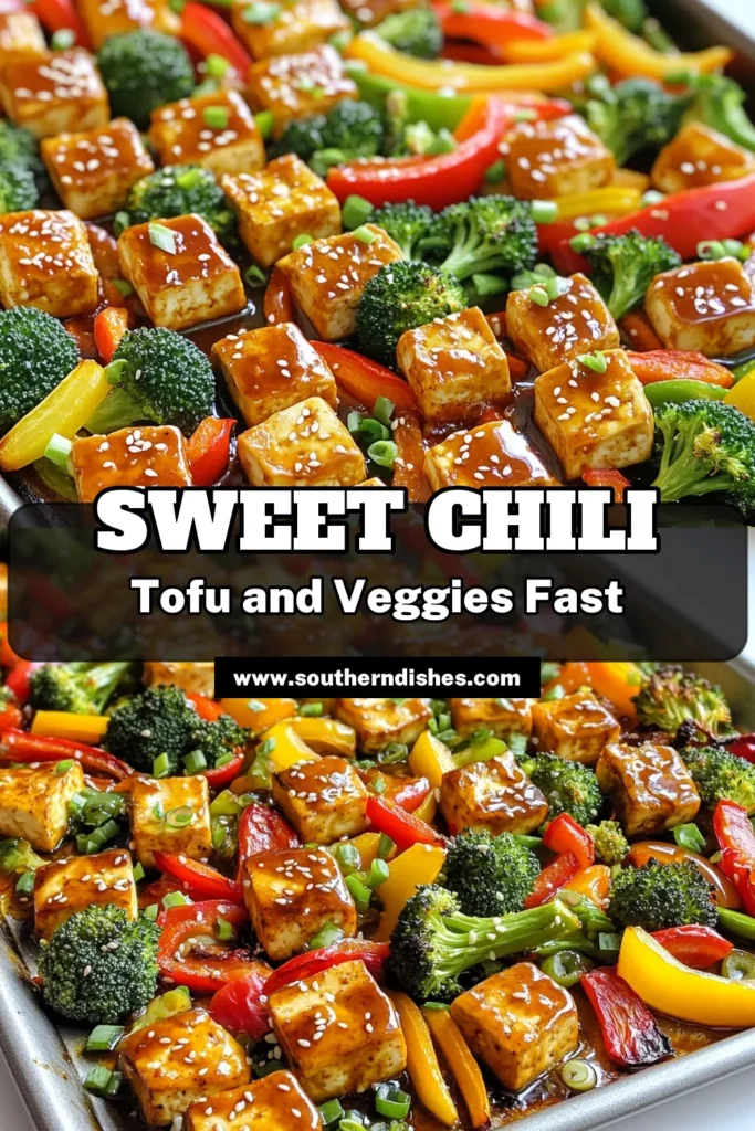 Satisfy your cravings with this delicious Sheet-Pan Sweet Chili Tofu with Veggies recipe! This easy dish combines crispy tofu with colorful bell peppers, broccoli, and snap peas, all roasted to perfection. Ideal for a quick weeknight meal, it's both nutritious and flavorful. Ready in just 40 minutes, it's sure to impress! Click through to explore this mouthwatering recipe and bring vibrant flavors to your table! #SweetChiliTofu #VeganRecipes #MealPrep #HealthyEating