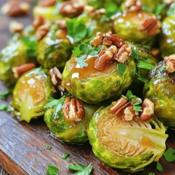 - 1 lb Brussels sprouts, trimmed and halved - 3 tablespoons olive oil - 3 tablespoons pure maple syrup - 2 tablespoons balsamic vinegar - 1 teaspoon garlic powder - Salt and pepper to taste - ¼ cup chopped pecans or walnuts (optional) - 2 tablespoons fresh parsley, chopped for garnish Brussels sprouts are the star of this dish. You begin with one pound of Brussels sprouts. Make sure to trim and halve them. This helps them cook evenly. Next, you will need three tablespoons of olive oil. This adds richness and helps the sprouts crisp up nicely. Then, grab three tablespoons of pure maple syrup. This sweet flavor enhances the sprouts. It also helps create a lovely glaze when roasted. You will also need two tablespoons of balsamic vinegar. This adds a tangy note that balances the sweetness. For seasoning, you need one teaspoon of garlic powder. This gives a nice savory touch to the dish. Adding salt and pepper to taste is key. They enhance all the flavors. Optional but recommended, use a quarter cup of chopped pecans or walnuts. They add a delightful crunch. Lastly, you will need two tablespoons of fresh parsley for a pop of color. It makes your dish look fresh and inviting. Gather all these ingredients, and you're ready to create a tasty and healthy side dish. - Preheat the oven to 400°F (200°C). - Prepare the baking sheet with parchment paper. First, we want to set the stage for our Brussels sprouts. Start by preheating your oven to the right temperature. This step makes sure our veggies roast evenly. Next, grab a large baking sheet and line it with parchment paper. This helps with easy clean-up and prevents sticking. - Combine olive oil, maple syrup, balsamic vinegar, garlic powder, salt, and pepper. Now, let’s whip up a tasty marinade. In a large bowl, mix together the olive oil, pure maple syrup, balsamic vinegar, garlic powder, salt, and pepper. Stir the ingredients well until they blend into a smooth mixture. The sweet maple syrup pairs perfectly with the tang of balsamic vinegar, giving our Brussels sprouts a delicious flavor. - Toss Brussels sprouts in the marinade. - Spread on baking sheet and roast for 20-25 minutes. Next, add your halved Brussels sprouts to the bowl. Toss them gently in the marinade. Make sure each piece is well-coated. If you like some crunch, mix in chopped pecans or walnuts. Spread the Brussels sprouts evenly on the prepared baking sheet. Roast them in your preheated oven for about 20 to 25 minutes. Stir them halfway through to ensure they cook evenly. You’ll know they are done when they are golden brown and crispy on the outside. Once roasted, let them cool a bit before serving. Garnish with fresh parsley for a pop of color! To get the best results, space the Brussels sprouts well on the sheet pan. Place them cut side down and leave a little room between each sprout. This helps hot air flow around them. If they touch too much, they may steam instead of roast. Roasting at 400°F (200°C) works great for Brussels sprouts. Roast them for 20 to 25 minutes. Halfway through, stir them to help them brown evenly. Look for a golden brown color and crispy edges. This shows they are ready and tasty. You can add more flavor with spices. Try adding chili flakes or smoked paprika for a kick. Fresh herbs like thyme or rosemary can also boost the taste. For a sweet twist, sprinkle some cinnamon or nutmeg. These small changes can make your dish amazing! {{image_2}} If you want a nut-free dish, you can skip the nuts in this recipe. Instead, try adding crispy fried onions for that satisfying crunch. You can also use sunflower seeds or pumpkin seeds. Both options bring a delightful texture without any nuts. Want to make this side dish heartier? Add protein like bacon or tempeh. For bacon, cut it into small pieces and roast it with the Brussels sprouts. The fat from the bacon will add amazing flavor. If you prefer a plant-based option, use cubed tempeh. Marinate it in the same sauce, then roast it alongside the sprouts for a tasty twist. If you're out of maple syrup, don't worry! Honey or agave syrup work well as substitutes. Both add a lovely sweetness to the dish. Just keep the amount the same as the maple syrup. This way, you will still enjoy that sweet and tangy flavor in your meal. To keep your roasted Brussels sprouts fresh, store them in the fridge. Place them in an airtight container. They will stay good for about 3 to 5 days. Make sure they cool completely before sealing. This helps prevent moisture buildup, which can make them soggy. When you're ready to enjoy leftovers, the oven is best for reheating. Preheat your oven to 350°F (175°C). Spread the Brussels sprouts on a baking sheet and heat for about 10 minutes. This helps them regain their crispy texture. If you’re in a hurry, you can use the microwave. Place them in a microwave-safe dish and heat in 30-second intervals until warm. You can freeze roasted Brussels sprouts for later use. Make sure they are completely cool before freezing. Place them in a freezer-safe bag or container. Remove as much air as possible. They will keep well for up to 3 months. To thaw, move them to the fridge overnight. Reheat them in the oven for the best results. Yes, you can use frozen Brussels sprouts. However, fresh ones are better. Fresh sprouts have a crisp texture and rich flavor. Frozen sprouts may lose some texture. They can also release water during cooking. This can make them soggy. If using frozen, thaw them first. Pat them dry with a towel. This helps them roast better. Cutting Brussels sprouts is simple. Start by trimming the stem end. This helps remove any brown or wilted leaves. Next, cut each sprout in half. This allows the inside to cook faster. Ensure your knife is sharp for clean cuts. Uniform size helps them roast evenly. Look for a nice golden brown color. They should be crispy on the outside. A fork should pierce them easily. If they are soft and tender, they are done. You can also check the smell. A sweet, nutty aroma means they are ready. Roasting Brussels sprouts is fun and easy. We covered the best main ingredients and seasonings. I shared step-by-step instructions to spice and cook them just right. The tips you learned will help you achieve crisp, tasty sprouts. Try the variations for added flavor and texture. Store any extras properly, and enjoy them later. With these tips, you can impress anyone with your cooking skills. Get ready to enjoy a dish that shines on any table!