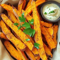 - Sweet potatoes and their preparation You need 2 large sweet potatoes. First, peel them. Then, cut them into fry shapes. Aim for even sizes so they cook evenly. - Olive oil and seasonings Use 2 tablespoons of olive oil. This oil helps the fries get crispy. For flavor, add 1 teaspoon of paprika and 1 teaspoon of garlic powder. Season with salt and pepper to taste. - Optional ingredients for added flavor If you enjoy some heat, add ½ teaspoon of cayenne pepper. This spice gives a nice kick. You can also garnish with fresh parsley for color and taste. Set your air fryer to 400°F (200°C). Preheating is key for crispy fries. This step helps the fries cook evenly. Let it preheat for about 5 minutes. This small wait makes a big difference. First, peel the sweet potatoes. Cut them into even fries. Aim for about 1/4 inch thick. This helps them cook at the same rate. In a large bowl, combine the cut fries with olive oil. Add 1 teaspoon of paprika and 1 teaspoon of garlic powder. If you like spice, include ½ teaspoon of cayenne pepper. Season with salt and pepper to taste. Toss well until the fries are fully coated. Place the seasoned fries in the air fryer basket. Arrange them in a single layer. It's okay if some overlap. Air frying works best when the basket isn’t too crowded. Cook the fries for 15-20 minutes. Shake the basket halfway through. This ensures they cook evenly. Look for a golden brown color and crispiness. That is the sign they are done! To make your sweet potato fries crispy, follow these key tips: - Cut Evenly: Slice sweet potatoes into uniform fries. This helps them cook evenly. - Use Less Oil: A little olive oil goes a long way. Too much oil can make fries soggy. - Don’t Overcrowd: Place fries in a single layer. Overcrowding traps steam and reduces crispiness. - Shake It Up: Shake the basket halfway through cooking. This helps fries brown on all sides. Common mistakes to avoid include: - Skipping preheating the air fryer. Always preheat for best results. - Not drying sweet potatoes well after washing. Moisture can prevent crispiness. For flavor, try these seasoning ideas: - Sweet and Spicy: Add cinnamon and chili powder for a sweet kick. - Herbed Delight: Mix in dried oregano or thyme for a fresh taste. - Cheesy Twist: Sprinkle nutritional yeast for a cheesy flavor without dairy. Adjust spice levels by adding more or less cayenne pepper. You can also mix in garlic or onion powder for extra depth. To serve your fries creatively, use these ideas: - Rustic Basket: Serve fries in a small basket lined with parchment paper. - Platter Display: Arrange fries on a colorful platter for a fun look. - Garnish: Top with fresh parsley for a pop of color. Pair your fries with tasty dipping sauces like: - Garlic Aioli: This creamy dip adds rich flavor. - Spicy Ketchup: A classic choice that packs a punch. Explore different sauces to find your favorite pairing! {{image_2}} You can make your air fryer sweet potato fries even better. Try using avocado oil instead of olive oil. It has a high smoke point and a light flavor. You can also skip oil altogether. Just season the fries and air fry them. Instead of frying, you might bake them in the oven. Set it to 425°F (220°C). Spread the fries on a baking sheet and roast until crispy. This can be a great option if you do not have an air fryer. You can change the taste of your fries, too. For a sweet option, sprinkle cinnamon and brown sugar on the fries before cooking. This gives a nice caramel flavor. If you prefer savory, add spices like cumin or chili powder. You can also try mixing in herbs like rosemary or thyme. These flavors can bring a taste of different countries to your table. Sweet potato fries are not just a snack. You can serve them with a burger or grilled chicken for a full meal. They add color and flavor to your plate. You can even use fries as a topping. Add them to salads or bowls for crunch. They also make a fun side dish for tacos. If you want to go bold, serve them with a spicy dipping sauce. This can take your meal to the next level. To keep your sweet potato fries fresh, store them in an airtight container. Line the container with paper towels to absorb moisture. This helps them stay crispy. You can keep them in the fridge for up to three days. When it's time to reheat, use the air fryer again for the best results. Set it to 350°F (175°C). Place the fries in the basket and cook for about 5-7 minutes. Shake the basket halfway through. This will help restore their crispiness. You can freeze both raw and cooked sweet potato fries. For raw fries, spread them in a single layer on a baking sheet. Freeze them for about an hour until solid. Then, transfer them to a freezer bag. This prevents them from sticking together. For cooked fries, let them cool completely before freezing. Place them in a freezer bag, removing as much air as possible. They can last up to three months in the freezer. To thaw raw fries, leave them in the fridge overnight. For cooked fries, you can reheat them straight from the freezer. Just add a few extra minutes to the cooking time in the air fryer for that perfect crunch. Cook sweet potato fries for 15-20 minutes at 400°F (200°C). The time depends on how thick you cut the fries. Thicker fries may need closer to 20 minutes, while thinner ones can cook in about 15 minutes. Shake the basket halfway through to ensure they cook evenly. Look for a golden brown color and a crispy texture. Yes, you can use frozen sweet potatoes. However, fresh sweet potatoes usually taste better. Frozen fries may have a softer texture. If you choose frozen, cook them for a few extra minutes. Make sure to check for crispiness when they are done. Sweet potato fries taste great with many sauces. Here are some popular options: - Garlic Aioli: Mix mayonnaise, minced garlic, and lemon juice. - Spicy Ketchup: Add a bit of hot sauce to ketchup for a kick. - Honey Mustard: Combine honey and mustard for a sweet touch. - Chipotle Mayo: Mix mayonnaise with chipotle sauce for a smoky flavor. Feel free to try these or create your own. Enjoy dipping your fries! In this post, we explored how to make sweet potato fries in an air fryer. We covered selecting the right ingredients, prepping your fries, and cooking methods for those perfect, crispy fries. We also shared tips for seasoning and serving ideas to elevate your dish. Remember, cooking is about trying new things. Don't be afraid to explore different flavors and methods. With practice, you’ll master sweet potato fries in no time. Enjoy your tasty creations!
