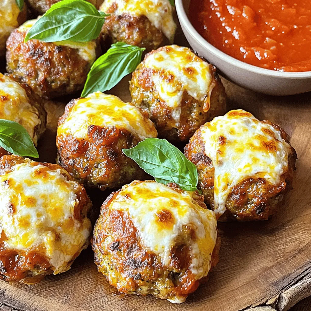 You can use different meats for these meatballs. My favorite is ground beef. It has great flavor and texture. You can also mix beef and turkey for a leaner option. Ground turkey keeps the meatballs moist too. Just make sure to choose fresh meat for the best taste. For the gooey center, mozzarella cheese is key. Use fresh mozzarella for a melt-in-your-mouth experience. Cut it into small cubes. This size helps it fit nicely inside the meatball. If you want to try something new, you can use provolone or fontina cheese. Both add a rich flavor. The right spices make a big difference. I add garlic for its bold taste. Minced garlic wakes up the meatball mix. Oregano and basil bring Italian flair. Use one teaspoon of each for a perfect balance. Don’t forget salt and pepper. They enhance all the flavors. Adjust these to fit your taste. First, grab a large mixing bowl. Add 1 pound of ground beef or a mix of beef and turkey. Next, sprinkle in 1/2 cup of breadcrumbs and 1/4 cup of grated Parmesan cheese. Crack in 1 large egg, then add 2 cloves of minced garlic. Toss in 1 teaspoon each of dried oregano and dried basil. Finally, season with salt and pepper to taste. Mix all the ingredients well until they blend together smoothly. Now it’s time to shape the meatballs. Take a small amount of the meat mixture, about the size of a golf ball. Flatten it in your palm, creating a small disk. Place a cube of mozzarella cheese in the center of the disk. Carefully wrap the meat around the cheese, rolling it into a ball. Make sure the cheese is fully enclosed. Repeat this until you use all the meat mixture. Preheat your air fryer to 375°F (190°C). While it heats, lightly spray the air fryer basket with cooking spray. This helps prevent sticking. After preheating, arrange the meatballs in a single layer in the basket. Leave some space between them for even cooking. Air fry the meatballs for 10 to 12 minutes. They should turn golden brown and be cooked through. Serve them hot with marinara sauce for dipping. Enjoy the cheesy goodness! To make great meatballs, start with the right mix. Use one pound of ground beef, or a blend of beef and turkey. This mix gives a nice taste and texture. Adding breadcrumbs and grated Parmesan cheese helps keep them tender. The egg binds everything and keeps the meatballs moist. Don’t forget the spices! Oregano and basil add flavor. Mix everything well but don’t overwork the meat. This keeps them light. One common mistake is not sealing the cheese inside. Make sure to wrap the meat around the mozzarella well. If the cheese leaks out, the meatballs will not be as cheesy. Another mistake is overcrowding the air fryer. This can lead to uneven cooking. Always leave space between the meatballs for hot air to circulate. Lastly, don’t skip the cooking spray. It helps the meatballs brown nicely. Serve your meatballs hot, paired with marinara sauce for dipping. This sauce adds a nice tangy flavor. For a fun twist, try adding fresh basil on top. It makes the dish look great and adds fresh flavor. You can also serve these meatballs on a bun for a tasty meatball sub. They are perfect for parties, game days, or family dinners. Enjoy your cheesy delight! {{image_2}} You can switch up the cheese to make these meatballs even better. Try using sharp cheddar for a bold taste. Goat cheese adds a creamy twist. For a smoky flavor, use smoked mozzarella. Each cheese brings its own fun flair to the meatballs. You can even mix cheeses for extra flavor. Want a healthier twist? Use ground turkey or chicken instead of beef. This makes your meatballs leaner. Swap out breadcrumbs for oats or crushed almonds. They add fiber and healthy fats. You can reduce the cheese or use low-fat options too. These swaps keep the taste without the extra calories. Add more flavor with spices and herbs. Mix in red pepper flakes for heat. Fresh herbs like parsley or cilantro can brighten the dish. You can also add finely chopped veggies, like spinach or mushrooms, to boost nutrition. These simple changes can take your meatballs to the next level. After your feast, let the meatballs cool. Place them in an airtight container. You can keep them in the fridge for up to three days. If you want them fresh for longer, freezing is your best bet. To reheat, you can use the air fryer. Set it to 350°F (175°C) for about 5-7 minutes. This keeps them crispy on the outside. You can also use the microwave. Heat them for about 30 seconds to 1 minute. Just make sure they are hot all the way through. To freeze meatballs, first, let them cool completely. Arrange them in a single layer on a baking sheet. Freeze them for about an hour until they are firm. Then, transfer them to a freezer bag. They can last up to three months in the freezer. When ready to eat, just reheat them straight from the freezer. Enjoy your tasty meal anytime! Yes, you can use frozen meatballs. Just make sure to thaw them first. Place them in the fridge overnight for best results. After thawing, you can wrap them with cheese as you would with fresh meatballs. Air fry them for about 12-15 minutes. Check their internal temperature to ensure they are hot and safe to eat. If you need a substitute for breadcrumbs, try crushed crackers or oats. You can also use ground almonds or cornmeal. Each option gives a different flavor and texture, but they all work well. Just use the same amount as you would for breadcrumbs. To check if the meatballs are fully cooked, use a meat thermometer. The center should reach 160°F (71°C) for beef or turkey. If you don't have a thermometer, cut one in half. No pink meat should remain, and the juices should run clear. Enjoy your perfectly cooked meatballs! This blog post covered how to make tasty meatballs. We looked at meat types, cheese, spices, and step-by-step cooking. I shared tips to avoid mistakes and ideas to switch things up for fun. Remember, storage and reheating can keep your meatballs fresh. Enjoy your mealtime with these easy meatball steps and ideas. You’ll impress everyone with your skills!