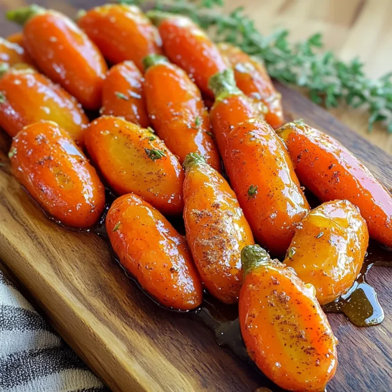 To make honey butter roasted carrots, you need these ingredients: - 1 pound baby carrots (or regular carrots, peeled and cut into sticks) - 3 tablespoons unsalted butter, melted - 2 tablespoons honey - 1 teaspoon cinnamon - 1/2 teaspoon salt - 1/4 teaspoon black pepper - Fresh thyme leaves for garnish (optional) These simple items work well together. The carrots get sweet from the honey and rich from the butter. The cinnamon adds a warm touch, making this dish special. To prepare this dish, gather these tools: - A large mixing bowl - A whisk for mixing - A baking sheet - Parchment paper - An oven with a reliable temperature Having these tools handy makes the process smoother. You can easily mix and roast your carrots without any fuss. If you want to switch up your ingredients, here are some ideas: - Use maple syrup instead of honey for a different sweetness. - Swap unsalted butter with olive oil for a lighter option. - Try different spices like nutmeg or paprika to change the flavor. These options keep the dish fresh and fun. You can adjust based on what you have at home. First, you need to preheat your oven. Set it to 400°F (200°C). This is the perfect heat for roasting. While the oven warms up, gather your ingredients. You will need: - 1 pound baby carrots (or regular carrots, peeled and cut into sticks) - 3 tablespoons unsalted butter, melted - 2 tablespoons honey - 1 teaspoon cinnamon - 1/2 teaspoon salt - 1/4 teaspoon black pepper - Fresh thyme leaves for garnish (optional) Make sure your carrots are clean. If you use regular carrots, cut them into sticks. This helps them cook evenly. In a large bowl, mix the melted butter and honey. Add the cinnamon, salt, and black pepper. Whisk these together until smooth. This honey butter sauce makes the carrots sweet and tasty. It coats them well, adding flavor to every bite. Next, toss your carrots into the bowl. Stir them well so they get coated in the sauce. Then, spread the carrots on a baking sheet. Make sure they are in a single layer. This helps them roast evenly. Now, place the baking sheet in your oven. Roast the carrots for about 25-30 minutes. Halfway through, turn the carrots. This helps them brown nicely on all sides. When they are done, they should be tender and lightly caramelized. Once cooked, take the baking sheet out. Let the carrots sit for a few minutes. Then, transfer them to a serving dish. If you like, sprinkle fresh thyme leaves on top for a pop of color and flavor. Enjoy your honey butter roasted carrots! To get perfectly cooked carrots, choose similar sizes. If using regular carrots, cut them into equal sticks. This helps them cook evenly. Spread them out on your baking sheet. Avoid stacking them. Stacked carrots can steam instead of roast. This can lead to uneven cooking. The honey butter mixture is tasty, but you can add more flavor. A pinch of garlic powder or a dash of smoked paprika can boost taste. If you like heat, add a little cayenne pepper. Fresh herbs like rosemary or parsley can also give a new twist. Remember to mix these in with the honey butter before tossing the carrots. These roasted carrots are great on their own. However, you can pair them with many dishes. They go well with grilled chicken or steak. Serve them alongside rice or quinoa for a full meal. For a fancy touch, sprinkle some feta cheese on top. A squeeze of lemon juice right before serving adds brightness. {{image_2}} You can make honey butter roasted carrots even better by adding other veggies. Try using baby potatoes, parsnips, or sweet potatoes. These will roast well and absorb the sweet flavors. Just cut them to the same size as the carrots. This way, they cook evenly. Toss them in the honey butter mix just like the carrots. If you want a different sweet flavor, use maple syrup instead of honey. The maple will add a rich taste that pairs well with the carrots. Use the same amount as honey in the recipe. This gives your dish a nice twist. Try it out; you might love it! You can change the spices to create new tastes. For a warm flavor, add nutmeg or ginger. If you like heat, sprinkle in some cayenne pepper. Just a pinch will give it a nice kick. Mix and match spices to find your favorite blend. This way, you can enjoy honey butter roasted carrots in many ways. After enjoying your honey butter roasted carrots, store them in an airtight container. Let them cool completely first. This keeps them fresh for up to four days in the fridge. You can also place a piece of parchment paper between layers to absorb moisture. This helps prevent sogginess. To reheat, use the oven for the best results. Preheat your oven to 350°F (175°C). Place the carrots on a baking sheet. Heat for about 10-15 minutes until warmed through. This method keeps them crispy. You can also use the microwave. Heat in short bursts of 30 seconds. Check often to avoid overcooking. Freezing honey butter roasted carrots is a good option if you have leftovers. First, let them cool completely. Then, spread them on a baking sheet in a single layer. Freeze until solid, about 1-2 hours. After that, transfer to a freezer-safe bag. They can last for up to three months. To enjoy, thaw in the fridge overnight and reheat in the oven. You can swap the butter for a plant-based option. Use vegan butter or coconut oil. These will give you a similar taste and texture. For the honey, use agave syrup or maple syrup. Both options add sweetness without animal products. This way, you keep the dish tasty and vegan-friendly. Yes, you can use dried thyme. It works well in this recipe. Use about one-third of the amount you would use for fresh thyme. Dried herbs are stronger, so a little goes a long way. Just sprinkle them into the honey butter mixture to infuse flavor. This dish pairs well with many meals. Serve it with roasted chicken or grilled fish for a complete meal. Honey butter roasted carrots also go great with a simple salad or rice. You can even enjoy them as a tasty snack on their own. Honey butter roasted carrots are simple and delicious. We discussed the must-have ingredients and tools for success. I shared step-by-step instructions to enhance your cooking skills. You learned helpful tips for even cooking and flavor boosting. We explored variations to keep your meals exciting and covered storage methods to prolong freshness. These carrots not only taste great but also fit many diets. With easy swaps, you can make them your own. Enjoy making this dish and impressing your friends and family!