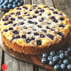 - 2 cups all-purpose flour - 1 cup granulated sugar - 1/2 cup unsalted butter, softened - 1/2 cup sour cream - 3 large eggs - 1 teaspoon vanilla extract - 1 teaspoon baking powder - 1/2 teaspoon baking soda - 1/2 teaspoon salt - 2 cups fresh blueberries (or frozen, thawed) - 1/2 teaspoon cinnamon Streusel Topping: - 1/2 cup all-purpose flour - 1/4 cup brown sugar - 1/4 cup rolled oats - 1/4 cup unsalted butter, melted - 1 teaspoon cinnamon Use a dry measuring cup for flour and sugar. Level off the top for accuracy. A kitchen scale can help if you prefer weight measures. For butter, use the wrapper markings for easy cutting. Keep eggs at room temperature for a fluffier cake. You will need a mixing bowl, a whisk, and a 9x13-inch baking pan. You can use coconut oil instead of butter for a dairy-free option. Greek yogurt can replace sour cream for a healthier choice. Use gluten-free flour to make this cake gluten-free. If you want a vegan option, try flax eggs instead of regular eggs. Just mix one tablespoon of ground flaxseed with three tablespoons of water for each egg. To start, preheat your oven to 350°F (175°C). Grease a 9x13-inch baking pan. In a large bowl, cream the softened butter and granulated sugar together. Use a mixer to make it light and fluffy. Add the eggs one by one. Mix well after each one. Then stir in the sour cream and vanilla extract until smooth. In another bowl, whisk the flour, baking powder, baking soda, and salt. Slowly add this mix to the wet ingredients. Stir gently until just combined. Be careful not to over mix. Finally, fold in the blueberries carefully, so they stay whole. For the streusel topping, grab a medium bowl. Combine the flour, brown sugar, oats, melted butter, and cinnamon. Mix everything until it looks crumbly. This will add a nice crunch to your coffee cake. Now, pour the batter into the greased pan. Spread it evenly to make sure it bakes well. Next, sprinkle the streusel topping all over the batter. Bake your coffee cake for 40-45 minutes. To check if it’s done, insert a toothpick into the center. It should come out clean. Once baked, let it cool in the pan for about 10 minutes. This helps it set before you slice and serve. Enjoy! To achieve a light and fluffy cake, cream the butter and sugar well. Mix until it turns pale and airy. This step adds air, which helps the cake rise. When adding the dry mix, stir gently. You want it just combined, not smooth. A few lumps are okay. This keeps the texture soft. Fresh blueberries make a big difference in flavor and texture. They burst with juice when baked, adding sweetness. If you use frozen blueberries, thaw and drain them first. This helps avoid extra liquid in the batter. Fresh berries also provide a brighter color, making your cake look lovely. Overmixing can ruin your cake’s texture. When you combine wet and dry ingredients, mix just until you see no flour. Use a spatula to fold in the blueberries gently. This keeps the berries whole and your cake tender. Remember, a little lumpy batter is fine. {{image_2}} You can switch things up by adding nuts or other fruits. Chopped walnuts or pecans add a nice crunch. You can also try peaches or raspberries for a twist. Just mix in about one cup of chopped nuts or fruits when you add the blueberries. This change can bring new flavors and textures to your coffee cake. For a gluten-free version, use a gluten-free flour blend. Look for a blend that includes xanthan gum for the best results. Replace the all-purpose flour with the gluten-free blend in equal amounts. This will help keep the texture light and fluffy. Remember to check that all other ingredients are gluten-free, especially baking powder and oats. To make this coffee cake vegan, we can swap some ingredients. Use flax eggs instead of regular eggs. Mix one tablespoon of ground flaxseed with three tablespoons of water for each egg. Replace sour cream with a plant-based yogurt or silken tofu. Use vegan butter instead of regular butter in both the batter and streusel. These changes will keep the cake moist and delicious while being friendly to a vegan diet. To keep your coffee cake fresh, let it cool first. Once cool, wrap it tightly in plastic wrap. You can also place it in an airtight container. Store it at room temperature for up to three days. For longer storage, move it to the fridge; it lasts about a week there. If you want to freeze your coffee cake, slice it first. Place the slices in a single layer on a baking sheet. Freeze them for about an hour. Once firm, wrap each slice in plastic wrap, then place them in a freezer bag. They can stay frozen for up to three months. To thaw, move the slices to the fridge overnight or leave them at room temperature for a few hours. To reheat your coffee cake, the oven works best. Preheat your oven to 350°F (175°C). Place the cake on a baking sheet and cover it with foil. Heat for about 10-15 minutes until warm. You can also use the microwave. Heat individual slices for about 20-30 seconds. Enjoy your warm coffee cake with a cup of coffee! You can check if the coffee cake is done by using a toothpick. Insert it into the center. If it comes out clean, the cake is ready. You want a slight golden color on the top. Baking usually takes about 40 to 45 minutes at 350°F (175°C). Keep an eye on it during the last few minutes. Yes, you can use frozen blueberries. Just make sure to thaw them first. Drain any extra water from thawed berries before adding them. This keeps your batter from getting too wet. Frozen blueberries can still taste great in your coffee cake. To make your streusel topping extra crispy, use cold butter. Cut the butter into small pieces and mix it in quickly. You can also add more oats or nuts for crunch. Bake the cake until the topping is golden brown. This will give you that perfect texture. This blog post covered how to make a delicious blueberry streusel coffee cake. We discussed the ingredients, measurement tips, and substitutions for different diets. I outlined step-by-step instructions for preparing the batter, making the streusel, and baking. I also shared tips for the perfect cake and suggested fun variations. Finally, we talked about storing leftovers to keep them fresh. Enjoy making this tasty treat. It’s sure to be a hit!