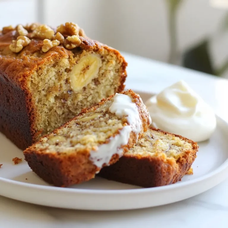 - 3 ripe bananas, mashed - 2 large eggs - 1/4 cup unsweetened applesauce - 1 teaspoon vanilla extract - 1 teaspoon baking soda - 1/2 teaspoon baking powder - 1/2 teaspoon salt - 1 teaspoon ground cinnamon - 1 1/2 cups whole wheat flour - 1/2 cup chopped walnuts or pecans (optional) - 1/4 cup sugar-free chocolate chips (optional) To make sugar-free banana bread, gather these simple ingredients. Start with three ripe bananas. The riper, the better! They add great flavor. Next, you need two large eggs for binding. Then, grab 1/4 cup of unsweetened applesauce. This keeps the bread moist and adds natural sweetness. You’ll also need one teaspoon of vanilla extract. It adds a warm aroma to the bread. Baking soda and baking powder are key. Use one teaspoon of baking soda and 1/2 teaspoon of baking powder. They help the bread rise. Don’t forget the salt! Just 1/2 teaspoon enhances all the flavors. Ground cinnamon brings a nice spice. Use one teaspoon for a cozy taste. For the base, you’ll need 1 1/2 cups of whole wheat flour. It gives the bread a hearty texture. If you want to add some crunch, throw in 1/2 cup of chopped walnuts or pecans. These are optional but so tasty! Lastly, for a sweet touch, add 1/4 cup of sugar-free chocolate chips, if you like. They melt into the bread and add a delightful surprise. Now, you have everything you need to make this delicious banana bread! {{ingredient_image_1}} First, set your oven to 350°F (175°C). This will help the bread bake evenly. While it heats, grab a 9x5-inch loaf pan. You can grease it with cooking spray or line it with parchment paper. This makes it easy to take the bread out later. Now, in a big bowl, mash the three ripe bananas until they are smooth. Add 1/4 cup of unsweetened applesauce to the bananas. Mix them well. Next, crack in the two large eggs and pour in the teaspoon of vanilla extract. Stir this mixture until it looks nice and blended. In another bowl, whisk together the dry stuff. Take 1 1/2 cups of whole wheat flour, 1 teaspoon of baking soda, 1/2 teaspoon of baking powder, 1/2 teaspoon of salt, and 1 teaspoon of ground cinnamon. Make sure there are no lumps in this mix. Slowly add the dry mix to the wet mix. Stir just until you don’t see any flour. Be careful not to overmix, as this can make the bread tough. If you want, fold in 1/2 cup of chopped walnuts or pecans and 1/4 cup of sugar-free chocolate chips for some extra flavor. Pour the batter into the prepared loaf pan. Spread it out evenly. Bake it in the oven for 50-60 minutes. Check if it’s done by sticking a toothpick in the center; it should come out clean. Let it cool in the pan for about 10 minutes, then move it to a wire rack to cool completely. To get the best texture in your sugar-free banana bread, follow these steps: - Use very ripe bananas. They should be brown and soft. - Mash the bananas well. This helps mix them into the batter smoothly. - When mixing wet and dry ingredients, stir gently. Mix just until you see no dry flour. - Avoid overmixing. This keeps the bread light and fluffy. Adding flavors can make your banana bread even better. Here are some ideas: - Fold in 1/2 cup of chopped walnuts or pecans. They add crunch and taste. - Add a teaspoon of vanilla extract to boost the flavor. - A sprinkle of nutmeg can give a warm spice note. - If you like chocolate, mix in 1/4 cup of sugar-free chocolate chips. They melt and make each bite special. Serving your banana bread nicely makes it more appealing. Try these tips: - Cut the bread into even slices for a clean look. - Serve it warm or at room temperature. - Top each slice with a dollop of sugar-free yogurt. It adds creaminess. - A smear of nut butter can enhance the flavor and add protein. These simple tips can elevate your banana bread from good to great! Pro Tips Choose Ripe Bananas: The riper the bananas, the sweeter and more flavorful your banana bread will be. Look for bananas with lots of brown spots for the best taste. Don't Overmix: When combining the wet and dry ingredients, mix just until they are combined. Overmixing can lead to a dense bread. Cooling Time: Allowing the banana bread to cool in the pan for 10 minutes before transferring it to a wire rack helps it maintain its shape and prevents it from falling apart. Storage Tips: Store any leftover banana bread in an airtight container at room temperature for up to 3 days, or freeze for longer storage. Wrap slices individually for easy thawing. {{image_2}} You can easily make this banana bread gluten-free. Simply replace the whole wheat flour with a gluten-free all-purpose flour. Look for blends that include xanthan gum. This helps mimic the texture of regular flour. Follow the same measurements in the recipe. Your banana bread will still be soft and tasty! To make this banana bread vegan, you need to swap the eggs. Use 1/2 cup of unsweetened applesauce instead of 2 eggs. This keeps the bread moist. You can also use flax eggs. Mix 1 tablespoon of ground flaxseed with 2.5 tablespoons of water. Let it sit for a few minutes before adding it to the batter. This adds fiber too! Feel free to get creative with mix-ins! Here are some fun ideas: - Dried fruits like raisins, cranberries, or apricots - Seeds like chia, pumpkin, or sunflower seeds - Shredded coconut for a tropical twist - Spices like nutmeg or ginger for added warmth Add any of these to your batter before baking. They bring new flavors and textures to your banana bread! Store your banana bread in a cool, dry place. Wrap it tightly in plastic wrap or foil. This keeps it moist and fresh. A bread box works well for this. Avoid storing it in direct sunlight. If you want to keep it longer, refrigerate your banana bread. Wrap it tightly in plastic wrap and place it in an airtight container. This helps it stay fresh for about a week. You can also freeze it for up to three months. Slice the bread first for easy thawing. Wrap each slice in plastic wrap and place them in a freezer bag. At room temperature, banana bread lasts about 3-4 days. In the fridge, it can stay fresh for up to a week. If frozen, it can last for three months. Always check for signs of spoilage. If it smells off or has mold, it’s best to throw it away. Yes, you can use other sweeteners in this recipe. Some good options are mashed dates or pureed prunes. These swaps add natural sweetness and moisture. However, each sweetener changes the taste and texture. Test a small batch to see how you like it. Yes, this banana bread is suitable for diabetics. It uses ripe bananas and unsweetened applesauce for sweetness. Whole wheat flour adds fiber, which helps control blood sugar. Always check with a doctor if you have concerns about your diet. To keep your banana bread moist, use very ripe bananas. Ripe bananas have more natural sugars and moisture. Don't overmix the batter; this can make the bread dense. Adding nuts or chocolate chips also helps keep it soft while adding flavor. You now know how to make delicious banana bread. Start with ripe bananas and simple ingredients. Follow the steps to mix and bake your bread perfectly. Remember to try the tips for great texture and flavor. You can create fun variations too, like gluten-free or vegan options. Proper storage keeps your banana bread fresh longer. Enjoy experimenting with this recipe and share it with friends. Making banana bread is easy and rewarding. You’ll love both the taste and the joy of baking!
