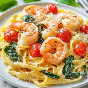 - 8 oz fettuccine pasta - 1 lb large shrimp, peeled and deveined - 3 tablespoons olive oil - 4 cloves garlic, minced - 1 teaspoon red pepper flakes - 1 cup cherry tomatoes, halved - 1 cup heavy cream - ½ cup grated Parmesan cheese - 2 cups fresh spinach - Salt and pepper to taste - Fresh basil for garnish Gathering fresh and quality ingredients is key to this dish. The fettuccine pasta gives a nice base. Use large shrimp for the best texture. Olive oil adds a rich flavor while garlic boosts the aroma. Red pepper flakes add a hint of spice, but you can adjust this to your taste. Cherry tomatoes lend sweetness and color. Heavy cream makes the sauce smooth and creamy. Parmesan cheese adds depth, while fresh spinach gives a pop of color and nutrition. Don’t forget to season with salt and pepper to enhance all the flavors. Finally, fresh basil adds a lovely touch when serving. Enjoy the process of choosing each ingredient; it sets the stage for a great meal. {{ingredient_image_1}} To cook the pasta, start by boiling a large pot of salted water. Use enough water to allow the pasta to move freely. Once the water boils, add 8 ounces of fettuccine pasta. Follow the package instructions and cook until it is al dente, which means it should be tender but still have a slight bite. This usually takes about 8-10 minutes. Before draining, reserve one cup of pasta water. This water is full of starch and great for adjusting sauce thickness. After reserving the water, drain the pasta and set it aside. Next, we focus on the shrimp. Heat a large skillet over medium heat and add 2 tablespoons of olive oil. Once the oil is hot, add 1 pound of large shrimp that is peeled and deveined. Season the shrimp with salt and pepper to taste. Cook each side for about 2-3 minutes, or until they turn pink and opaque. This means they are perfectly cooked. Remove the shrimp from the skillet and set them aside. In the same skillet, add the remaining tablespoon of olive oil. Then, sauté 4 cloves of minced garlic for about 30 seconds. This will bring out its lovely flavor. Next, add 1 teaspoon of red pepper flakes for a touch of heat. Then, toss in 1 cup of halved cherry tomatoes. Cook them for about 4-5 minutes, until they soften and release their juices. This creates a flavorful base for your sauce. Now, let’s make it creamy. Reduce the heat to low and stir in 1 cup of heavy cream. Allow it to simmer for 2-3 minutes. This will thicken the sauce slightly. After that, mix in ½ cup of grated Parmesan cheese. Stir until the cheese melts and the sauce is smooth. This creamy base is what makes it special. Now it’s time to bring it all together. Add the cooked pasta, sautéed shrimp, and 2 cups of fresh spinach to the skillet. Toss everything together well. The heat will wilt the spinach nicely. If the sauce is too thick, add a bit of the reserved pasta water until you reach your desired consistency. Finally, taste the dish and adjust the seasoning with more salt and pepper if needed. Once it’s just right, remove it from the heat. Garnish with fresh basil for a pop of color and flavor before serving. Enjoy your Marry Me Shrimp Pasta; it’s sure to impress! When cooking shrimp, timing is key. For large shrimp, cook them for about 2-3 minutes on each side. They should turn pink and opaque. If you use smaller shrimp, reduce the time to about 2 minutes per side. Overcooking shrimp makes them tough and rubbery. To avoid this, watch them closely. As soon as they change color, take them off the heat. To boost the flavor of your dish, think about adding some herbs and spices. Fresh basil works well here, along with parsley or dill. For a kick, consider adding more red pepper flakes. Seasoning in layers is important. Start with salt and pepper while cooking the shrimp. Then, add garlic and spices to the sauce. This builds up rich flavors. To round out your meal, pair the pasta with a fresh salad. A simple green salad or a Caprese salad complements the dish well. For sides, garlic bread or roasted veggies are great options. When it comes to drinks, a crisp white wine like Sauvignon Blanc pairs nicely. If you prefer non-alcoholic drinks, try sparkling water with lemon. Pro Tips Fresh Ingredients: Use fresh shrimp and seasonal vegetables for the best flavor and texture in your dish. Adjusting Heat: If you prefer a milder dish, reduce the amount of red pepper flakes or omit them entirely. Perfectly Creamy Sauce: For a rich sauce, let the cream cook down slowly and stir continuously to avoid curdling. Garnish Wisely: Fresh basil not only adds color but also enhances the aroma and flavor of the dish, so don’t skip it! {{image_2}} You can switch up the proteins in this dish. Chicken works great in place of shrimp. Just cut it into bite-sized pieces and cook until golden brown. You can also try other seafood like scallops or crab. For a vegetarian option, use plant-based shrimp or even chickpeas. Both will give you a nice texture and flavor. If you need a gluten-free meal, many brands offer gluten-free pasta. Look for options made from rice or lentils. They cook a bit differently, so check the package for timing. Make sure to taste as it cooks to get the right texture. Adding fresh veggies can boost flavor and nutrition. Spinach is a great choice, but try adding bell peppers, zucchini, or broccoli too. Seasonal veggies can give you the freshest taste. In summer, use ripe tomatoes and fresh herbs. In winter, try roasted root vegetables for a cozy twist. - Let the pasta cool before storing. - Use an airtight container for best results. - Keep the pasta in the fridge for up to three days. - If you notice any off smells, it’s best to discard it. - Use a skillet to reheat for the best texture. - Add a splash of water or cream to keep it moist. - Heat on low to avoid overcooking the shrimp. - Make sure the shrimp reaches a safe temperature of 145°F (63°C). The name "Marry Me Shrimp Pasta" comes from its delicious taste. Many say it is so good you might want to propose! This dish combines tender shrimp, creamy sauce, and fresh spinach. Each bite is full of flavor, making it perfect for a loved one or any special occasion. Yes! You can prep this dish ahead of time. Cook the pasta and shrimp but keep the sauce separate. Store each part in the fridge. When ready to eat, simply warm the sauce and mix everything together. This way, you save time on busy nights. If you want a lighter option, try substituting heavy cream with: - Half-and-half - Coconut milk - Greek yogurt (thin with a bit of water) These options still create a creamy texture but with fewer calories. Freezing this dish is not ideal. The shrimp can become tough, and cream sauces may separate. If you must freeze it, store the pasta and sauce separately. When ready, thaw in the fridge overnight and reheat gently. This pasta pairs well with: - Garlic bread - A fresh garden salad - Steamed broccoli These sides add freshness and balance to the meal, making it even more enjoyable. This Marry Me Shrimp Pasta recipe is simple and delicious. You learned about the ingredients, cooking steps, and handy tips. Use fresh shrimp, creamy sauce, and vibrant veggies for great taste. Feel free to explore variations by swapping proteins or adding different vegetables. Remember to store leftovers properly for later enjoyment. This dish can bring smiles at any meal. Dive into cooking, and impress yourself or someone special with a great meal. Enjoy the flavors and share your results!