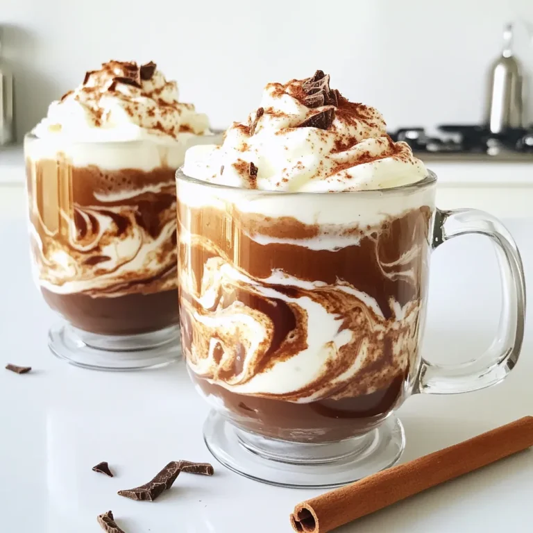 - 2 cups milk (dairy or non-dairy) - 1 tablespoon loose black tea (or 2 chai tea bags) - 1 cup unsweetened cocoa powder - 1/4 cup sugar (adjust to taste) - 1 teaspoon ground cinnamon - 1/2 teaspoon ground ginger - 1/4 teaspoon ground cardamom - 1/4 teaspoon ground cloves - 1/2 teaspoon vanilla extract - A pinch of salt - Whipped cream or frothy milk - Cinnamon sticks - Chocolate shavings To make a delicious chai hot chocolate, you need simple and flavorful ingredients. Start with milk, as it forms the base of the drink. You can choose any milk you like, whether it's dairy or a plant-based option. The key is to heat it gently to avoid scalding. Next, add loose black tea or chai tea bags. These will provide the warm, spiced flavor we love. Unsweetened cocoa powder gives that rich chocolate taste, while sugar sweetens the drink to your liking. Now, let’s spice it up! Ground cinnamon brings warmth. Ground ginger adds a nice kick. Ground cardamom and cloves offer a unique, aromatic touch. Vanilla extract enhances the overall flavor, and a pinch of salt balances the sweetness. Finally, for some fun toppings, consider whipped cream or frothy milk. They add a creamy layer on top. Cinnamon sticks and chocolate shavings make your drink look fancy and taste even better! Enjoy each sip of this cozy treat! - Heating the milk: Start by pouring 2 cups of milk into a saucepan. Heat it over medium heat. Stir the milk often to stop it from burning. You want it warm, not boiling. - Steeping the tea: Once the milk is warm, add 1 tablespoon of loose black tea or 2 chai tea bags. Let it steep for about 5 minutes. If you used loose tea, strain it out after steeping. - Whisking in cocoa powder and spices: Now, it’s time to make your drink rich. Add 1 cup of unsweetened cocoa powder, 1/4 cup of sugar, 1 teaspoon of ground cinnamon, 1/2 teaspoon of ground ginger, 1/4 teaspoon of ground cardamom, and 1/4 teaspoon of ground cloves. Don't forget 1/2 teaspoon of vanilla extract and a pinch of salt. Whisk it all together until smooth. - Adjusting sweetness and spice levels: Taste your mixture now. If it’s not sweet enough, add more sugar. If you want more spice, feel free to add some more ground spices. - Heating until bubbling: Let the hot chocolate heat until it starts to bubble slightly. This means it's ready. Remove it from the heat. - Pouring and serving: Pour your spiced chai hot chocolate into mugs. You can top it with whipped cream or frothy milk. For a fun touch, add a cinnamon stick or sprinkle some chocolate shavings on top. Enjoy your cozy drink! Stirring is key for a smooth drink. I like to stir often while heating. This helps mix the milk and tea well. It also keeps the milk from scalding. If the milk burns, it can spoil the taste. Heat the milk until warm, not boiling. You can change the spices based on your taste. If you love cinnamon, add more! You can also try different sweeteners. Honey or maple syrup can give a unique twist. Just taste as you go to find your perfect mix. Use clear glass mugs to show off your drink. The frothy layer looks great this way. You can also add fun garnishes. A cinnamon stick or chocolate shavings adds style. These little touches make your drink feel special. {{image_2}} If you want a dairy-free chai hot chocolate, I have some great options for you. Almond milk is a popular choice. It adds a nutty flavor. Oat milk works well too, making it creamy. Coconut milk gives a tropical twist. Soy milk is another option, rich in protein. You can choose any of these based on your taste. To make this drink vegan, swap out regular sugar for coconut sugar or maple syrup. These options add a nice depth of flavor. For toppings, use coconut whipped cream instead of regular whipped cream. You can also skip the whipped cream altogether for a lighter drink. These small changes keep your drink vegan and tasty. Want to spice things up? Add a pinch of chili powder for some heat. This adds a warm kick to the drink. Nutmeg is another great spice to enhance flavor. It brings a cozy, holiday vibe. You can also try different types of tea. Green tea or rooibos tea can give a unique twist. Feel free to experiment with your favorite flavors! To store leftovers, let the hot chocolate cool first. Pour it into an airtight container. Keep it in the fridge if you plan to drink it later. It’s best to finish it within a few days. For reheating, I suggest using a saucepan. Heat it on low. Stir it often to prevent burning. You can also use a microwave. Heat it in short bursts, stirring in between. This keeps the drink smooth. Spices can lose their kick over time. Ground spices last about six months to a year. Cocoa powder can stay fresh for about two to three years if it's sealed well. Always check for any signs of spoilage before use. Chai Hot Chocolate is a warm drink that blends cocoa with chai spices. This beverage has roots in India, where chai means tea. The drink combines the rich flavor of chocolate with spices like cinnamon and ginger. This mix creates a cozy and delightful experience, perfect for chilly days. To spice up your Chai Hot Chocolate, add more ground spices. Consider increasing the ground ginger or cardamom for a bolder flavor. You can also try adding a pinch of cayenne pepper for a surprising kick. Start with small amounts, then taste as you go to find your perfect balance. Yes, you can use sweetened cocoa powder! If you choose this option, reduce the sugar in the recipe. This will help prevent the drink from becoming overly sweet. Taste the mixture after adding the cocoa powder. Adjust the sweetness based on your preference for the best flavor. Chai Hot Chocolate can have health benefits when enjoyed in moderation. The spices in chai, like cinnamon and ginger, may boost metabolism and aid digestion. Using non-dairy milk can also make it suitable for some diets. However, be mindful of the sugar content, as it can add calories. This blog post took you through the rich world of chai hot chocolate. You learned about the main ingredients, spices, and ways to customize your drink. I shared easy steps to prepare and tips for achieving the perfect consistency. Also, we explored various delicious variations for everyone’s taste. In closing, chai hot chocolate is a delightful treat that anyone can enjoy. Experiment with the spices and toppings to find your favorite mix. Enjoy the warmth and comfort in every sip!