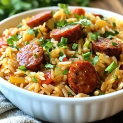 - 1 lb andouille sausage, sliced - 1 cup long-grain rice - 2 cups chicken broth You start with andouille sausage. This sausage gives the dish its bold flavor. You can find it in most grocery stores. For the rice, use long-grain rice. It cooks up fluffy and pairs well with the sausage. Chicken broth adds depth and richness. It helps the rice absorb all that tasty flavor. - 1 medium onion, chopped - 1 bell pepper (red or green), diced - 2 cloves garlic, minced Next, gather your vegetables. The onion adds sweetness and depth. You can choose a red or green bell pepper for color and crunch. Garlic brings a warm, aromatic note. These veggies cook down nicely, adding flavor to the base of the dish. - 1 tablespoon Cajun seasoning - 1 teaspoon smoked paprika - 2 tablespoons olive oil - Salt and pepper to taste - 2 green onions, chopped (for garnish) - Fresh parsley, chopped (for garnish) Now for the spices! Cajun seasoning is key. It gives that authentic kick to the meal. Smoked paprika adds a nice smokiness, while salt and pepper balance all the flavors. Olive oil is perfect for cooking the sausage and vegetables. Finally, garnish with green onions and parsley for freshness and color. This dish is not just tasty; it's also a feast for the eyes! {{ingredient_image_1}} Start by heating 2 tablespoons of olive oil in a large skillet over medium heat. Once it shimmers, add 1 pound of sliced andouille sausage. Cook it for about 5 to 7 minutes. You want the edges to turn brown and crispy. This browning adds great flavor to the dish. After cooking, remove the sausage from the skillet and set it aside. In the same skillet, add the chopped onion, diced bell pepper, and minced garlic. Sauté these for about 3 to 4 minutes. You want the vegetables to become soft. This step is key because it builds a deep flavor base for your dish. The aroma will be fantastic! Now, stir in your spices. Add 1 tablespoon of Cajun seasoning, 1 teaspoon of smoked paprika, 1 teaspoon of dried oregano, and 1/2 teaspoon of cayenne pepper. Mix well to coat the vegetables. Next, add 1 cup of long-grain rice and stir to combine. Toast the rice for about 2 minutes. This helps the rice soak up all those good flavors. After that, pour in 2 cups of chicken broth and 1 can of drained diced tomatoes. Bring everything to a gentle boil. Once boiling, reduce the heat to low. Cover the skillet and let it simmer for 15 to 20 minutes. When the rice is cooked and the liquid is absorbed, remove the skillet from heat. Fluff the rice with a fork and mix in the reserved sausage. Adjust seasoning if needed, then garnish with chopped green onions and fresh parsley. Enjoy your meal! Adjusting cayenne pepper can make or break your dish. Start with half a teaspoon. This gives a nice kick without being too spicy. You can always add more later if you like heat. Remember, it's easier to add than to take away! Fluffing rice is key to getting the best texture. After cooking, use a fork to gently mix the rice. This helps separate the grains and prevents clumping. Fluffing also allows the rice to soak up any remaining flavors. Choosing the right skillet matters. A large, heavy skillet works best for this dish. It helps heat evenly and gives you enough space for all ingredients. I recommend a non-stick skillet for easy cleanup. This way, you can enjoy your meal without worrying about scrubbing later. Pro Tips Use High-Quality Sausage: Opt for authentic andouille sausage for the best flavor. The quality of the sausage greatly influences the overall taste of the dish. Adjust Spice Levels: Feel free to modify the cayenne pepper according to your heat preference. Start with less and add more as needed! Let It Rest: After removing the skillet from heat, let it sit covered for a few minutes. This helps the rice absorb any remaining liquid and enhances the dish's flavor. Garnish Generously: Fresh herbs like parsley and green onions not only add color but also a burst of freshness. Don’t skip this step for a vibrant presentation! {{image_2}} You can switch up the sausage for your taste. Try smoked sausage, kielbasa, or turkey sausage. Each option changes the flavor but keeps the dish tasty. For a spicy kick, pick a hot sausage. If you want a milder dish, go for chicken sausage. These swaps help you enjoy this meal your way. Want more veggies in your skillet? You have lots of choices! Add sliced zucchini for a fresh touch. Corn brings sweetness and color. If you like greens, toss in spinach or kale. Carrots add crunch and sweetness too. Mixing in these veggies boosts nutrition and flavors. If you need gluten-free options, use gluten-free sausage and rice. Make sure to check labels to avoid gluten. For a low-carb meal, switch rice for cauliflower rice. This keeps the dish light and healthy. Both options let you enjoy Cajun flavors without worry. To keep your Cajun sausage rice skillet fresh, store it in an airtight container. Place it in the fridge within two hours after cooking. It will last for about three to four days. Make sure to let the dish cool down a bit before sealing it up. This helps prevent moisture build-up. For longer storage, you can freeze this dish. Allow it to cool completely. Then, place it in a freezer-safe container. Label the container with the date. It will stay good for up to three months. To thaw, move it to the fridge overnight before reheating. This helps maintain the flavor and texture. When you're ready to enjoy your leftovers, reheat the dish slowly. You can use the microwave or a skillet. If using a skillet, add a splash of chicken broth to keep it moist. Heat over low until warmed through. Stir occasionally to ensure even heating. This way, you preserve the rich flavors of the dish. Cajun cuisine comes from the Acadian people in Louisiana. It mixes French cooking with local ingredients. Cajun food is known for its bold flavors and spices. You often see dishes with rice, seafood, and meats. The use of the "holy trinity" of onion, bell pepper, and celery is common. This blend adds depth to many Cajun recipes. Dishes like jambalaya and gumbo showcase this style well. Cajun cooking celebrates community and sharing meals. Yes, you can make this Cajun Sausage Rice Skillet ahead of time. It tastes even better the next day. To prep, cook the dish as usual. Let it cool before storing in an airtight container. You can keep it in the fridge for up to three days. When ready to eat, reheat it on the stove or in the microwave. If you want to freeze it, do so in a freezer-safe container. It will last for about three months in the freezer. Just thaw overnight in the fridge before reheating. This dish pairs well with many sides. Here are a few ideas: - Cornbread: A sweet and crumbly option. - Green salad: A light side with fresh veggies. - Coleslaw: A crunchy and tangy choice. - Fried plantains: A sweet and savory addition. - Grilled vegetables: Adds color and flavor. These sides balance the rich flavors of the skillet. Enjoy the meal with friends and family! This blog post covered the key ingredients and steps to make Cajun Sausage Rice Skillet. We explored the flavors of andouille sausage, fresh veggies, and spices. I shared useful tips to enhance the taste and suggested fun variations. Remember to store leftovers properly for the best taste later. Cajun cooking brings bold flavors to your kitchen. Try this dish and enjoy each bite. You’ll impress guests with your skills and creativity!