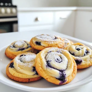 To make Blueberry Cheesecake Swirl Cookies, you need the following: - 1 cup all-purpose flour - 1/2 teaspoon baking powder - 1/4 teaspoon baking soda - 1/4 teaspoon salt - 1/2 cup unsalted butter, softened - 1/2 cup granulated sugar - 1/4 cup brown sugar - 1 large egg - 1 teaspoon vanilla extract - 1/2 cup cream cheese, softened - 1/3 cup fresh blueberries (or frozen, if not in season) - 2 tablespoons powdered sugar (for the cream cheese mixture) - Zest of 1 lemon If you don't have an ingredient, don't worry! Here are some good swaps: - Use coconut oil instead of unsalted butter for a dairy-free version. - Swap out the all-purpose flour for gluten-free flour if needed. - You can use a plant-based cream cheese for a vegan option. - For the sugars, you can use brown sugar alone for a deeper flavor. Fresh blueberries give a great taste and texture. They burst nicely when baked. If it’s off-season, frozen blueberries work well too. Just let them thaw and drain excess liquid. This helps avoid soggy cookies. Both options create delicious cookies! First, gather all your ingredients. You need flour, baking powder, baking soda, salt, butter, and sugars. Also, have an egg, vanilla, cream cheese, blueberries, powdered sugar, and lemon zest ready. Preheat your oven to 350°F (175°C). Line two baking sheets with parchment paper. This keeps the cookies from sticking. 1. Mix Dry Ingredients: In a medium bowl, whisk flour, baking powder, baking soda, and salt. Set this bowl aside. 2. Cream the Butters and Sugars: In a large bowl, beat the softened butter, granulated sugar, and brown sugar. Use an electric mixer until the mix is light and fluffy, about 2-3 minutes. 3. Add Egg and Vanilla: Crack the egg into the butter mix. Add vanilla extract and mix until smooth. 4. Combine Mixtures: Gradually mix in the dry ingredients. Stop when just combined. 5. Prepare Cheesecake Mixture: In another bowl, beat softened cream cheese with powdered sugar and lemon zest. Add the blueberries and mash them gently. Leave some chunks for texture. 6. Swirling: Take a tablespoon of cookie dough. Make a small dent in the center. Spoon a teaspoon of the cheesecake mix into the dent. Cover with another small piece of dough. Leave some cheesecake mix showing. Use a toothpick to swirl the top gently. - Keep the blueberry cheesecake mix chunky. This gives nice bites. - Don’t overmix the dough. This keeps the cookies soft. - Use a light touch when swirling. You want to see the cheesecake mix. It should look pretty. - Space the cookies 2 inches apart on the baking sheet. They need room to spread. - Bake for 10-12 minutes. Look for lightly golden edges. This means they are done. Now, you’re ready to bake these delightful cookies! Enjoy the sweet and tangy flavor in every bite. When making blueberry cheesecake swirl cookies, watch out for a few common mistakes. First, don't skip softening the butter and cream cheese. If they are cold, your cookies may not mix well. Second, be careful not to overmix the dough. Overmixing can lead to tough cookies. Lastly, avoid overcrowding the baking sheet. Give each cookie space to spread and rise. To get the best texture, follow these tips. Start with room-temperature ingredients. This helps the dough blend smoothly. Use a light hand when mixing. Aim for cookie dough that is thick yet soft. For a chewy bite, bake just until the edges turn golden. Remember, cookies continue to firm up as they cool. Having the right tools makes baking easier. Here’s what I recommend: - Mixing bowls: Use both medium and large bowls for mixing. - Electric mixer: This helps beat the butter and sugars quickly. - Measuring cups and spoons: Accurate measurements are key to success. - Parchment paper: Line your baking sheets to avoid sticking. - Toothpick or knife: Use this for swirling the cheesecake mixture. - Cooling rack: This allows cookies to cool evenly after baking. These tools will help you create perfect blueberry cheesecake swirl cookies every time! {{image_2}} You can play with flavors in these cookies. Try swapping blueberries for raspberries or cherries. Both fruits add a bright taste. You can also mix in white chocolate chips for a sweet twist. Or, add a sprinkle of cinnamon for warmth. These swaps keep the cookies exciting and fresh. Want gluten-free cookies? Use a gluten-free flour blend instead of all-purpose flour. This change keeps the texture similar. For vegan cookies, replace the egg with a flax egg. Just mix one tablespoon of ground flaxseed with three tablespoons of water. Use vegan butter and cream cheese for a dairy-free option. These swaps let everyone enjoy the treat! You can create themed cookies for special occasions. For fall, add pumpkin spice to the dough. This spice gives a cozy flavor. For Christmas, try peppermint extract in the cream cheese mix. Top with crushed candy canes for a fun look. These variations make your cookies festive and fun for any holiday! To keep your blueberry cheesecake swirl cookies fresh, store them in an airtight container. Make sure the cookies are completely cool before putting them away. This step helps prevent moisture buildup. You can layer the cookies with parchment paper to avoid sticking. If you want to keep them soft, add a slice of bread to the container. The bread will help maintain moisture. You can freeze these cookies for later enjoyment. First, let the cookies cool completely. Then, place them in a single layer on a baking sheet. Freeze them for about an hour. Once frozen, transfer the cookies to a freezer-safe bag or container. Be sure to remove as much air as possible. You can freeze them for up to three months. When ready to eat, just thaw them at room temperature. These cookies last about a week at room temperature in an airtight container. If you refrigerate them, they can stay fresh for up to two weeks. To serve, warm the cookies for a few seconds in the microwave or enjoy them cold. Pairing them with a glass of milk or a cup of tea makes for a delightful treat. You can also sprinkle some extra powdered sugar on top for a sweet touch. Yes, you can use many fruits. Strawberries, raspberries, or cherries work well. Just chop them into small pieces. This gives you a chance to mix flavors and colors. You can even try a fruit combo for added fun! Look for the edges of the cookies. They should be slightly golden brown. The center will look soft but not wet. If you gently touch the top, it should feel firm. This means they are done baking. You can use mascarpone cheese or Greek yogurt as a substitute. Both give a nice creamy texture. If you use yogurt, make sure it is thick. You can also mix in a little sour cream for extra creaminess. In this blog post, we covered key ingredients and tasty options for your cookies. You learned how to prepare, mix, and bake cookies like a pro. I shared tips to avoid common mistakes and maximize texture. We also explored fun variations, storage tips, and answered popular questions. Remember, baking is about creativity. Don't be afraid to try new flavors or substitutions. With practice, your cookies will impress everyone!
