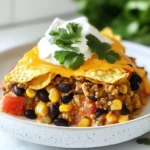 - 1 pound ground beef or turkey - 1 onion, finely chopped - 2 cloves garlic, minced - 1 packet taco seasoning - 1 can (15 oz) black beans, drained and rinsed - 1 can (15 oz) corn, drained - 1 can (10 oz) diced tomatoes with green chilies - 2 cups tortilla chips, crushed - 2 cups shredded cheddar cheese - 1 cup sour cream - Fresh cilantro, for garnish For this Taco Slow Cooker Casserole, I use simple, fresh ingredients. The ground beef or turkey gives a nice, hearty base. I love adding a finely chopped onion and minced garlic for a rich flavor. The taco seasoning brings all the spices together. I choose black beans and corn for a healthy twist. They add texture and color. Diced tomatoes with green chilies add a bit of heat and sweetness. The crushed tortilla chips create a tasty layer that soaks up the flavors. Cheddar cheese is a must for that gooey, melty goodness. Finally, I top it off with sour cream and fresh cilantro for a burst of freshness. Each ingredient plays its part in making this dish flavorful and fun. {{ingredient_image_1}} 1. Start by browning the ground beef or turkey in a skillet. Use medium heat. Cook until the meat is fully brown. Drain any extra fat. 2. Next, add the finely chopped onion and minced garlic to the skillet. Sauté until the onion turns clear. This takes about five minutes. 3. Now, stir in the taco seasoning. Add the drained black beans, corn, and diced tomatoes with green chilies. Mix all the ingredients well. Cook for another two to three minutes. This helps warm everything up. 4. In your slow cooker, layer half of the crushed tortilla chips on the bottom. 5. Spoon the beef mixture over the tortilla chips. Then, sprinkle half of the shredded cheddar cheese on top. 6. Repeat these layers. Add the rest of the tortilla chips, beef mixture, and top it all with the remaining cheddar cheese. 7. Cover the slow cooker. Cook on low for four to six hours or on high for two to three hours. Wait until the cheese melts and bubbles. 8. After it's done, dollop sour cream on top. Garnish with fresh cilantro before serving. To get the cheese just right, let it melt slowly. Cooking on low heat helps it become gooey and bubbly. Avoid lifting the lid often. This keeps the heat inside. When you serve it, the layers should stay intact. Store each layer well when saving leftovers. Keep the chips separate, so they stay crispy. To boost the taste, try adding extra spices. A pinch of cumin or chili powder can work wonders. You can also mix in fresh herbs like cilantro or parsley. These add a nice touch. For sides, consider serving with guacamole or a fresh salad. They pair well and add freshness to your meal. Pro Tips Choose Your Protein: Whether you opt for ground beef or turkey, each brings a unique flavor. Turkey is leaner, while beef offers a richer taste. Layering Technique: Make sure to layer the ingredients properly; this helps with even cooking and ensures every bite is packed with flavor. Customize Your Toppings: Feel free to add your favorite toppings such as jalapeños, olives, or avocado for an extra kick and texture. Make Ahead: This dish is perfect for meal prep! Assemble it the night before and cook it the next day for an easy weeknight dinner. {{image_2}} You can easily switch the ground beef or turkey with chicken. Shredded chicken works great. If you prefer plant-based proteins, consider using lentils or quinoa. Both options add texture and flavor to your casserole. They also keep it healthy and filling. For a vegetarian version, skip the meat entirely. Use a mix of beans and lentils instead. To make it vegan, substitute the cheese and sour cream with plant-based options. Nutritional yeast gives a cheesy flavor. Add lots of colorful vegetables for taste and nutrition. Recommended vegetables include bell peppers, zucchini, or spinach. Chop them finely and mix them in with the beans and tomatoes. Serve your casserole with fresh toppings to enhance flavors. Guacamole adds creaminess, while salsa gives a spicy kick. You can also sprinkle chopped cilantro for freshness. For presentation, layer the casserole in a large serving dish. Garnish with additional cheese or avocado slices. This makes it look inviting and delicious. To keep your Taco Slow Cooker Casserole fresh, store it in an airtight container. Place the cooled casserole in the fridge within two hours of cooking. It will stay good for up to three days. If you need to keep it longer, you can freeze it. Use freezer-safe containers and label them with the date. Frozen casserole can last up to three months. When you’re ready to enjoy your leftovers, take them out of the fridge or freezer. For fridge leftovers, microwave them in a bowl. Heat them for about two minutes, stirring halfway through. If you froze the casserole, let it thaw in the fridge overnight before reheating. You can also reheat it in the oven. Preheat your oven to 350°F (175°C) and bake for about 20 minutes. Cover it with foil to keep the cheese from burning. Enjoy the warm, cheesy goodness! Yes, you can make Taco Slow Cooker Casserole ahead of time. To do this, prepare the meat and veggies first. Brown the meat and sauté the onion and garlic as you usually would. Then, mix in the taco seasoning, black beans, corn, and diced tomatoes. Let it cool before storing. You can keep it in the fridge for up to two days. When ready to cook, layer the mixture and chips in the slow cooker. The spice level depends on your taste. The taco seasoning adds some heat, but you can adjust it easily. If you like it mild, use less seasoning. For more heat, add jalapeños or hot sauce. You can also use a spicy taco seasoning mix. Remember, you can always add spice, but it’s hard to take it away once it’s in. Yes, fresh vegetables can work well in this recipe. If you choose fresh, consider using 1 cup of fresh corn instead of canned. You can also use 1-2 fresh tomatoes instead of canned diced tomatoes. Just chop them well. If using fresh vegetables, they may need a little more cooking time. Adjust the cooking time in the slow cooker to ensure everything is tender and flavorful. This blog post covered the key ingredients and steps to make Taco Slow Cooker Casserole. You learned how to layer flavors and textures for a tasty meal. I shared tips for enhancing taste, storage, and even variations for different diets. Whether you choose beef, chicken, or plant-based options, you can make this dish your own. Enjoy your cooking and remember, creativity is key. Dive in and make this recipe yours!