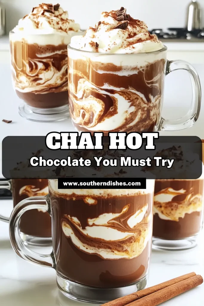 Warm up your cozy evenings with a delightful Spiced Chai Hot Chocolate! This easy recipe combines rich cocoa, aromatic spices, and your choice of milk for a unique twist on a classic drink. Perfect for chilly days, this indulgent treat can be topped with whipped cream and garnished to impress. Click through to get the full recipe and enjoy a cup of comfort today! #SpicedChaiHotChocolate #HotChocolateRecipe #CozyDrinks #WinterWarmers