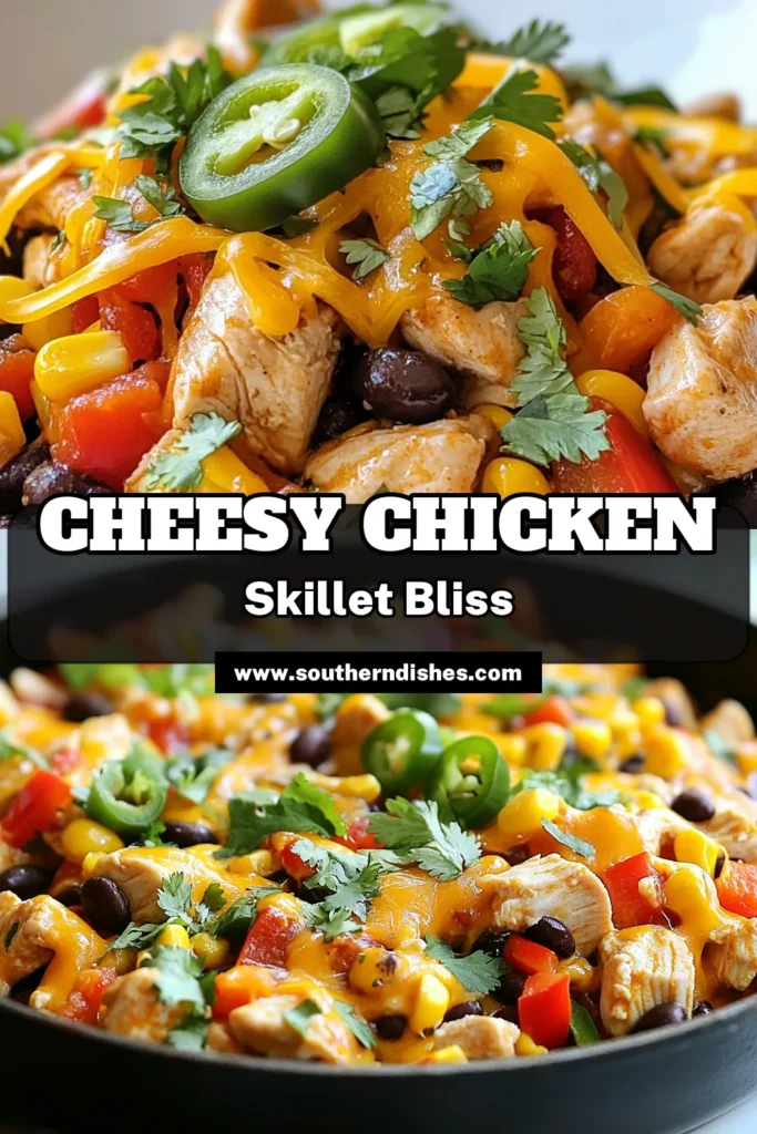 Indulge in this delicious Cheesy Baja Chicken Skillet, a perfect blend of flavors for an easy weeknight dinner! This Baja chicken recipe features juicy black bean chicken and vibrant bell peppers, creating a satisfying bell pepper chicken dish. Just 30 minutes for this easy skillet meal makes cooking fun and simple. Try it tonight and delight your family! Save this recipe for a quick and cheesy fix! #CheesyChickenSkillet #BajaChickenRecipe #EasySkilletMeals #BellPepperChickenDish