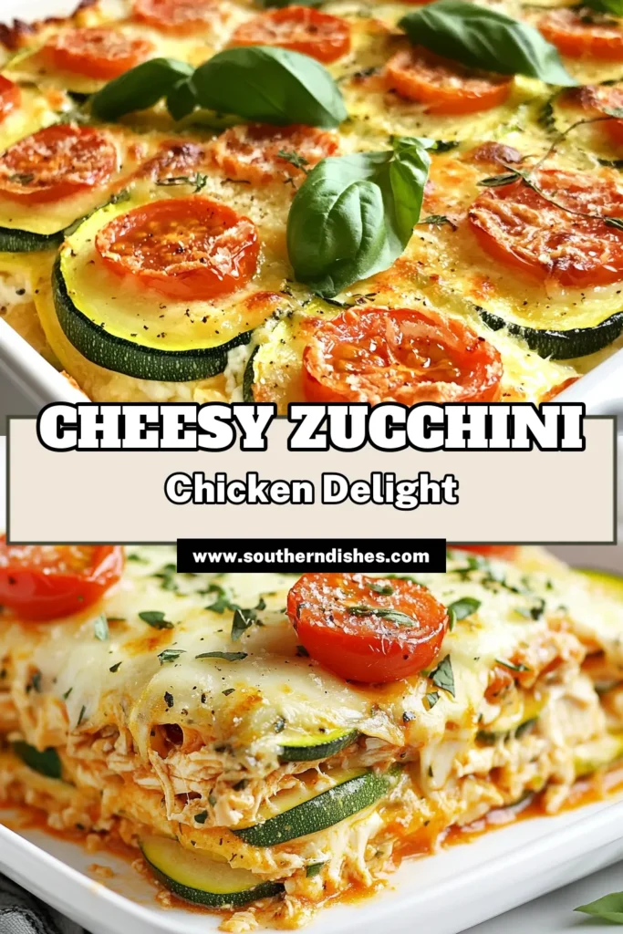 Discover the deliciousness of this Cheesy Chicken Zucchini Bake, the ultimate Easy Chicken Zucchini Recipe that everyone will love! This Healthy Cheesy Chicken Casserole is not only low carb but also perfect for quick dinner recipes with chicken. Packed with flavor and creamy cheeses, it’s a meal the whole family will enjoy. Try this Low Carb Zucchini Bake today and elevate your dinner game! Save this recipe for later! #CheesyChickenZucchiniBake #LowCarbRecipes #HealthyDinner #QuickRecipes