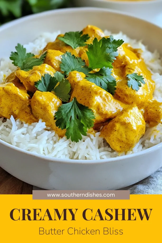 Discover the rich flavors of Creamy Cashew Butter Chicken, a delightful twist on traditional chicken recipes with yogurt. This Cashew nut chicken curry combines coconut milk for a velvety texture, making it an easy Indian butter chicken that everyone will love. Perfect for a weeknight dinner or entertaining guests, this recipe is bound to impress! Save this creamy curry to your boards for a delicious weeknight meal! #ButterChicken #IndianRecipes #ChickenDinner #CurryRecipes
