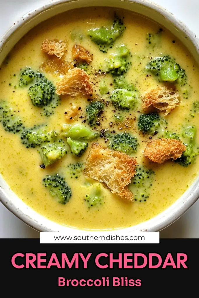 Savor the creamy goodness of Cheesy Broccoli Cheddar Delight with this easy recipe! Packed with fresh broccoli and sharp cheddar, this comforting soup is perfect for any season. In just 35 minutes, whip up a bowl of deliciousness that will warm your heart. Perfect for cozy nights or quick lunches, this soup is a must-try! Click to explore the full recipe and elevate your meal game. #CheesyBroccoliCheddar #ComfortFood #HealthyRecipes #SoupRecipes