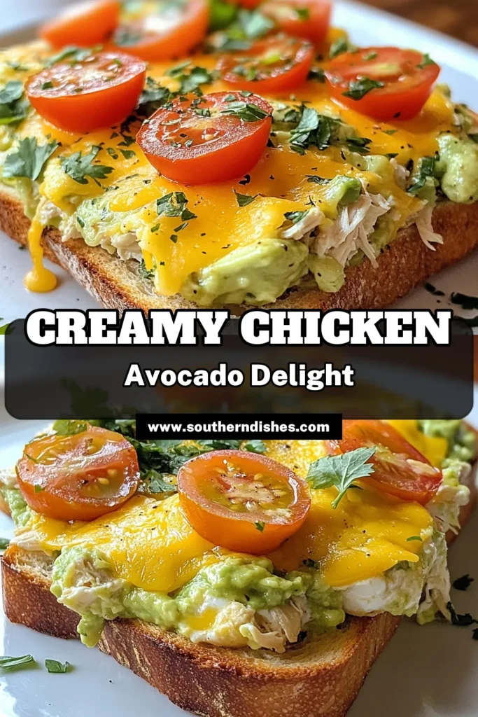 Try this delicious Chicken Avocado Sandwich for a nutritious twist on your favorite meal! Our Avocado Chicken Melt Recipe combines tender shredded chicken, creamy mashed avocado, and a Greek yogurt spread for sandwiches that packs a healthy punch. Enjoy this Healthy Chicken Melt on whole grain bread for a satisfying bite. Perfect for Lunch or a quick dinner! Save this recipe for your next meal idea! #ChickenAvocadoSandwich #HealthyRecipes #CookingAtHome #MealPrepIdeas
