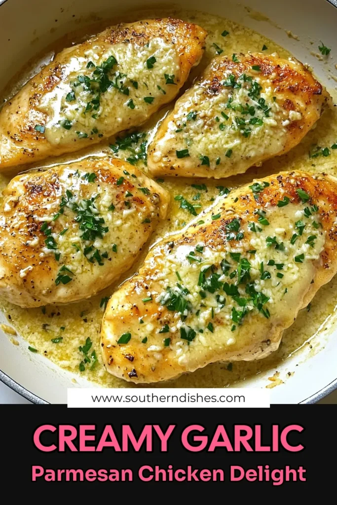 Indulge in this mouthwatering Garlic Parmesan Chicken Skillet! This quick and easy recipe features juicy chicken breasts cooked to perfection in a creamy garlic Parmesan sauce that’s sure to impress. With just a few simple ingredients, you can whip up a delicious dinner in under 30 minutes. Click through to uncover the full recipe and delight your taste buds tonight! #GarlicParmesanChicken #EasyRecipes #DinnerIn30 #SkilletMeals