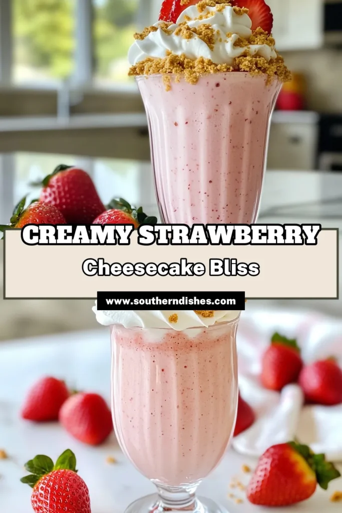 Indulge in a deliciously creamy strawberry cheesecake smoothie that combines fresh strawberries, cream cheese, and Greek yogurt for a healthy twist on a classic dessert. This easy smoothie recipe is perfect for breakfast or as a refreshing snack. Enjoy the rich flavors while staying healthy with this Greek yogurt smoothie recipe. Try this refreshing strawberry drink today and savor every sip! Save and share with friends! #SmoothieRecipes #HealthyLiving #StrawberryDrink #GreekYogurtSmoothie