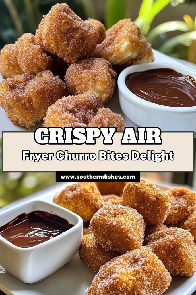 Indulge in the sweet taste of Air Fryer Churro Bites with this easy recipe! Perfectly crisp on the outside and soft on the inside, these churros are coated in a delicious cinnamon-sugar mix. Enjoy them warm as a delightful treat or dessert. Ready to impress your family and friends? Click through for the full recipe and discover how simple it is to create these tasty bites in your air fryer! #AirFryerRecipes #ChurroBites #DessertRecipes #YummySnacks