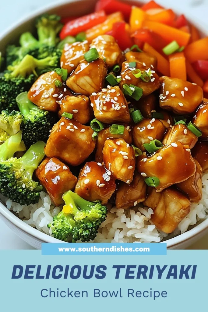Savor the taste of this easy teriyaki chicken bowl, a perfect dish for busy weeknights! Packed with diced chicken, vibrant veggies, and served over fluffy jasmine rice, it's one of those healthy dinner recipes you'll want to make again and again. This savory chicken recipe is quick, delicious, and sure to impress. Dive into this flavorful meal and elevate your dinner game! Save this recipe and discover more. #TeriyakiChickenBowl #EasyTeriyakiChicken #HealthyDinnerRecipes #SavoryChickenRecipes