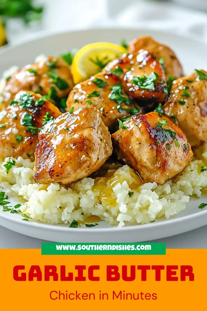 Looking for a quick chicken dinner that's both delicious and healthy? Try this minute garlic butter chicken with cauliflower rice recipe! With tender chicken coated in flavorful garlic butter and served atop a bed of nutritious cauliflower rice, this easy cauliflower recipe will elevate your meal prep. Perfect for busy weeknights, it’s a healthy chicken meal under 30 minutes. Save this recipe for your next dinner! #GarlicButterChicken #EasyCauliflowerRecipes #QuickChickenDinner #HealthyChickenMeal
