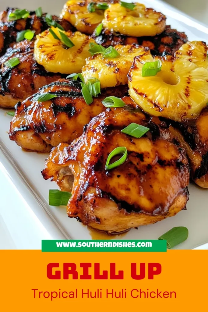 Savor the tropical flavors with this Huli Huli chicken recipe! This easy chicken grilling recipe features juicy, flavorful chicken thighs marinated in a delicious Hawaiian chicken marinade, accompanied by grilled pineapple chicken for a sweet and savory combination. Perfect for summer barbecues, this dish is sure to impress. Give it a try and bring a taste of Hawaii to your table! Save this recipe today! #HuliHuliChicken #GrilledPineappleChicken #EasyGrilling #FlavorfulChickenThighs