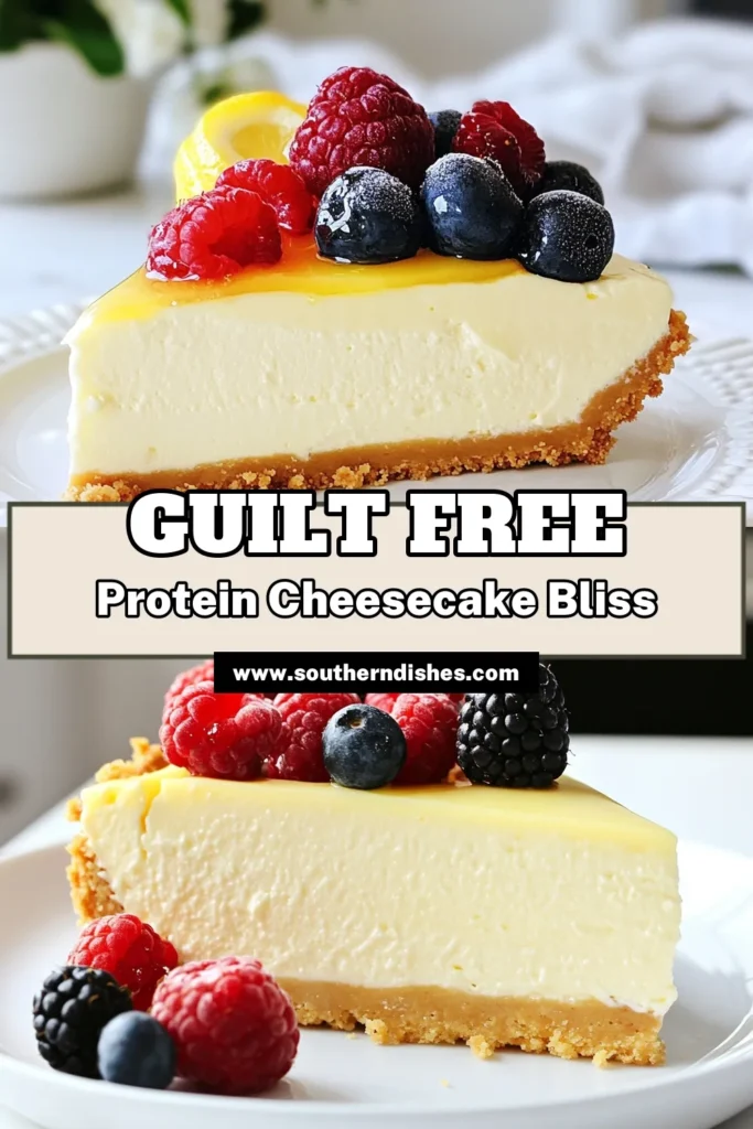 Indulge guilt-free with this healthy protein cheesecake recipe! This delicious cottage cheese cheesecake features a simple almond flour crust and is loaded with protein, making it the perfect low-calorie dessert. Enjoy a creamy, smooth filling that's sweetened just right with honey or maple syrup. Treat yourself to a slice of this guilt-free protein cheesecake today! Save this recipe for a healthier dessert option! #guiltfree #protein #dessert #recipe