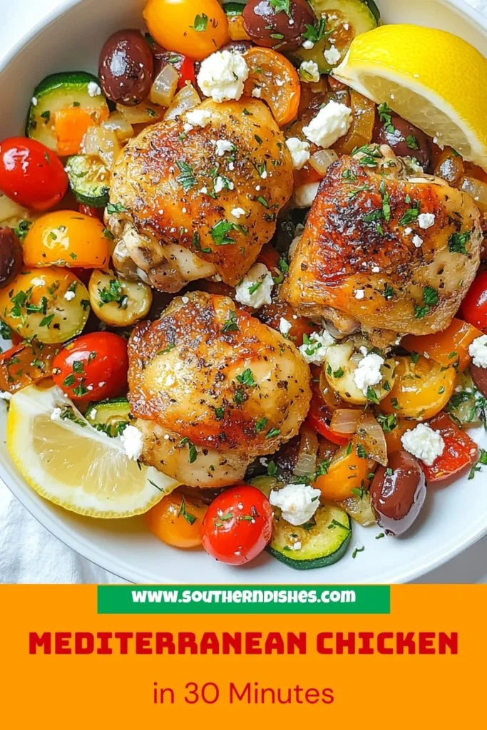 Discover the deliciousness of this Mediterranean chicken skillet, a perfect choice for busy weeknights. This one-pan chicken dinner combines juicy chicken thighs with vibrant veggies and bold Mediterranean flavors, making it one of the best healthy chicken recipes out there. Enjoy this quick Mediterranean recipe that’s not just tasty but also packed with nutrition. Try it today and impress your family! Save for later! #MediterraneanChickenSkillet #HealthyChickenRecipes #OnePanDinner #QuickMediterraneanRecipes
