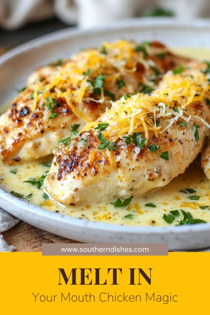 Discover how to make Melt In Your Mouth Chicken, a creamy chicken recipe that's perfect for an easy chicken dinner. This baked chicken with Parmesan is full of flavor, featuring juicy chicken breast with cream sauce that will leave everyone craving more. It's simple to prepare and cooks in just over an hour! Try this delicious recipe tonight - your family will love it! Save this for later! #MeltInYourMouthChicken #CreamyChickenRecipe #EasyChickenDinner #BakedChickenWithParmesan