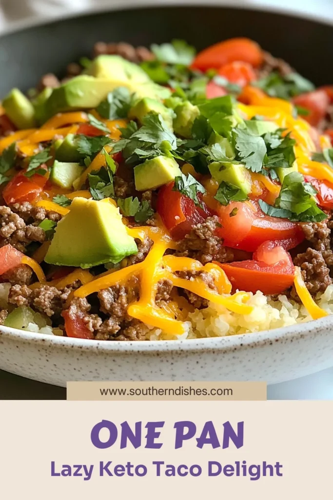 Looking for a delicious and effortless meal? Try this Lazy Keto Taco Skillet! This easy keto dinner recipe combines ground beef, veggies, and cauliflower rice for a tasty low-carb taco skillet. In just 30 minutes, you’ll have a healthy ground beef skillet meal that’s perfect for busy nights. Don’t miss out on this mouthwatering cauliflower rice taco recipe – save it now and enjoy a keto-friendly feast! #KetoRecipes #LowCarb #CauliflowerRice #HealthyEating