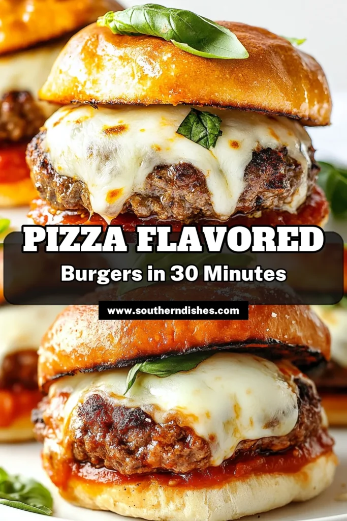 Savor the flavor of Old School Pizza Burgers with this irresistible ground beef burger recipe! Juicy patties are topped with gooey mozzarella cheese and rich marinara sauce, seasoned perfectly with Italian seasoning. These pizza burgers are easy to make and perfect for a family meal. Ready to indulge in this delicious twist on burgers? Click for the full recipe and share your culinary creation! #PizzaBurgers #GroundBeefRecipe #MozzarellaCheeseBurgers #ItalianSeasoning