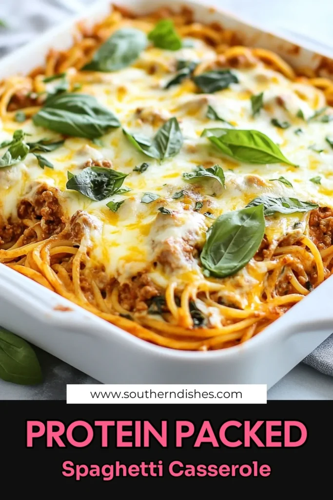 Discover the perfect high protein spaghetti casserole that delivers incredible flavor and nutrition! This whole wheat spaghetti recipe features ground turkey or chicken, cottage cheese, and fresh spinach for a healthy pasta bake everyone will love. Easy to assemble and bake, this cottage cheese spaghetti casserole is ideal for family dinners or meal prep. Save the recipe now for a deliciously satisfying meal! #HealthyRecipes #PastaBake #ProteinPacked #CasseroleLove